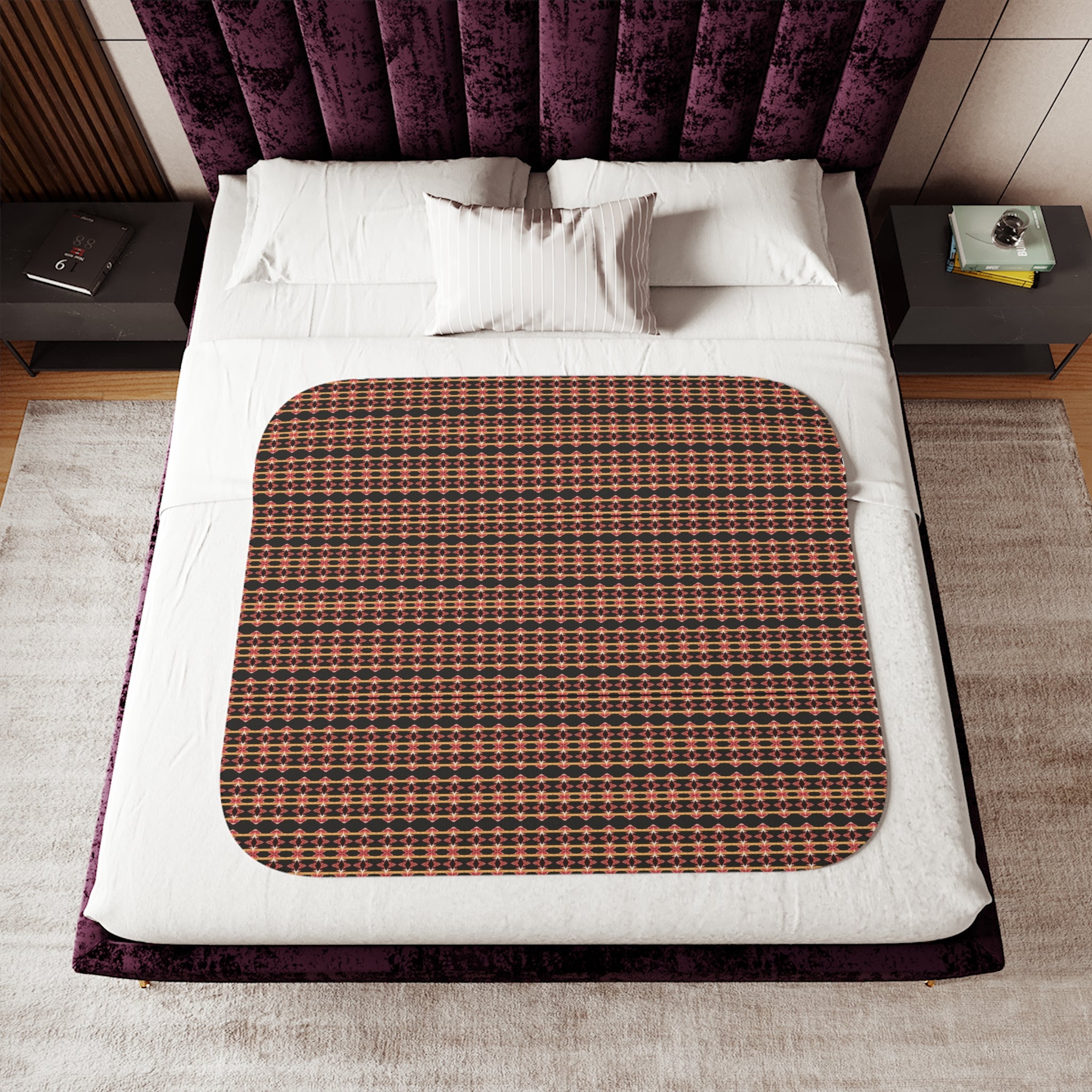 "Native America Now" Plaid Sherpa Blanket - Cozy Reversible Fleece Throw for Home, Cabin & Fall Décor