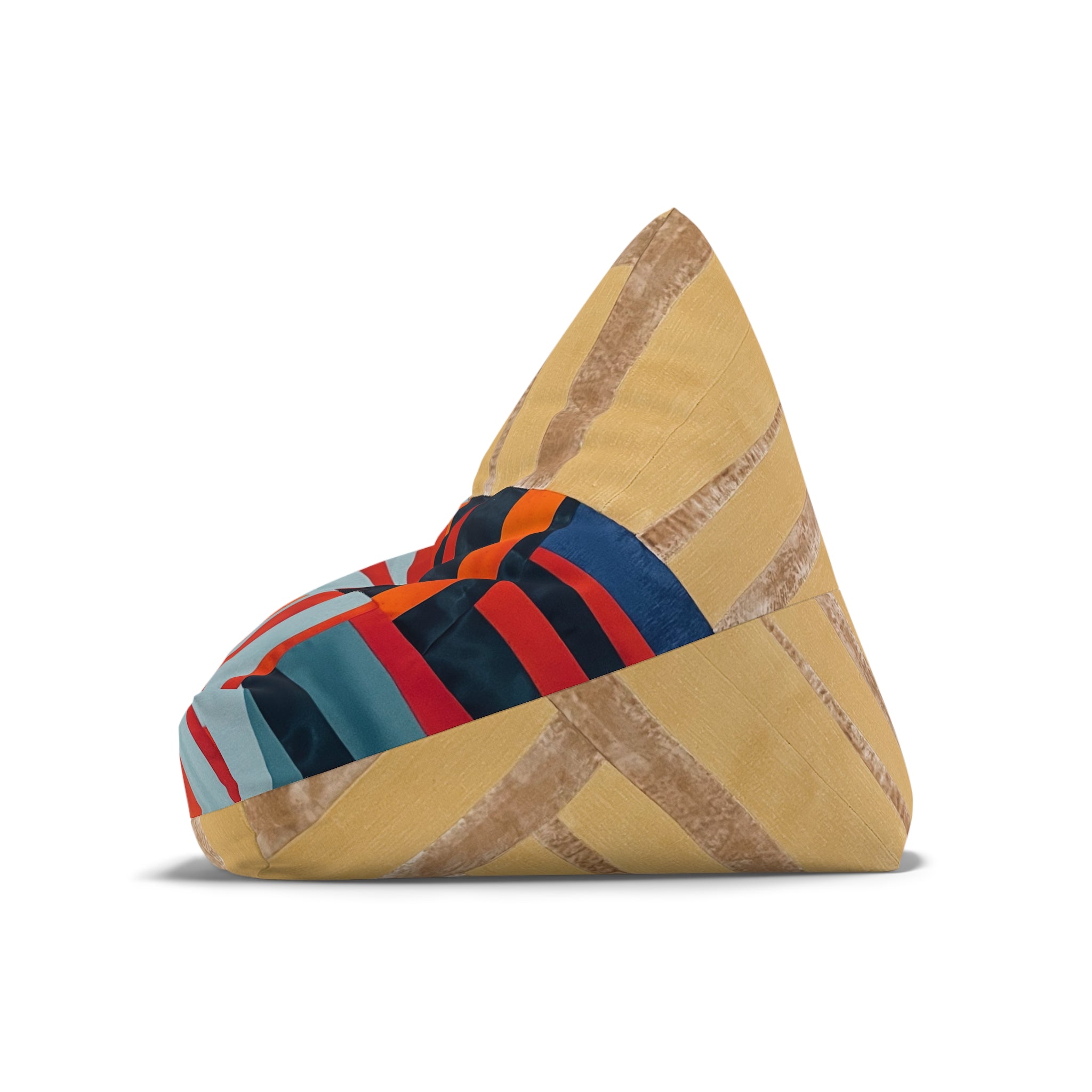 "Hannah and Samuel" Quilt Block Abstract Geo Stripe Bean Bag Cover — Modern Colorblock Lounge Slipcover