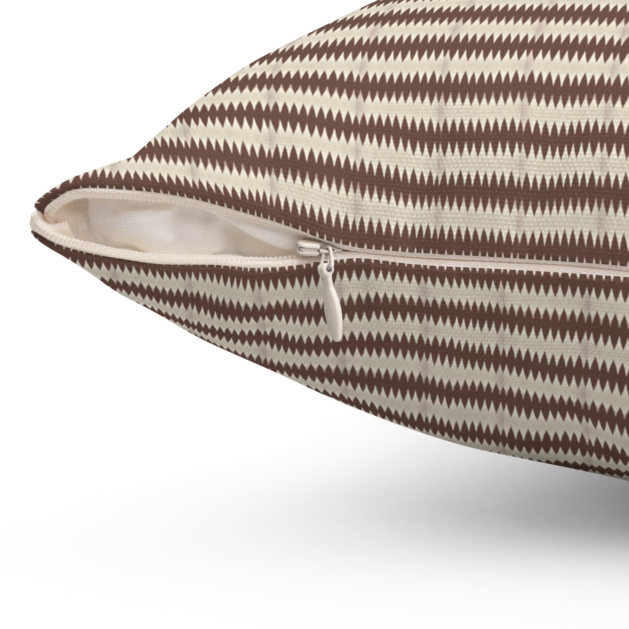 "Mississippi Morning" Striped Brown and Beige Square Pillow — Cozy Neutral Home Decor Cushion