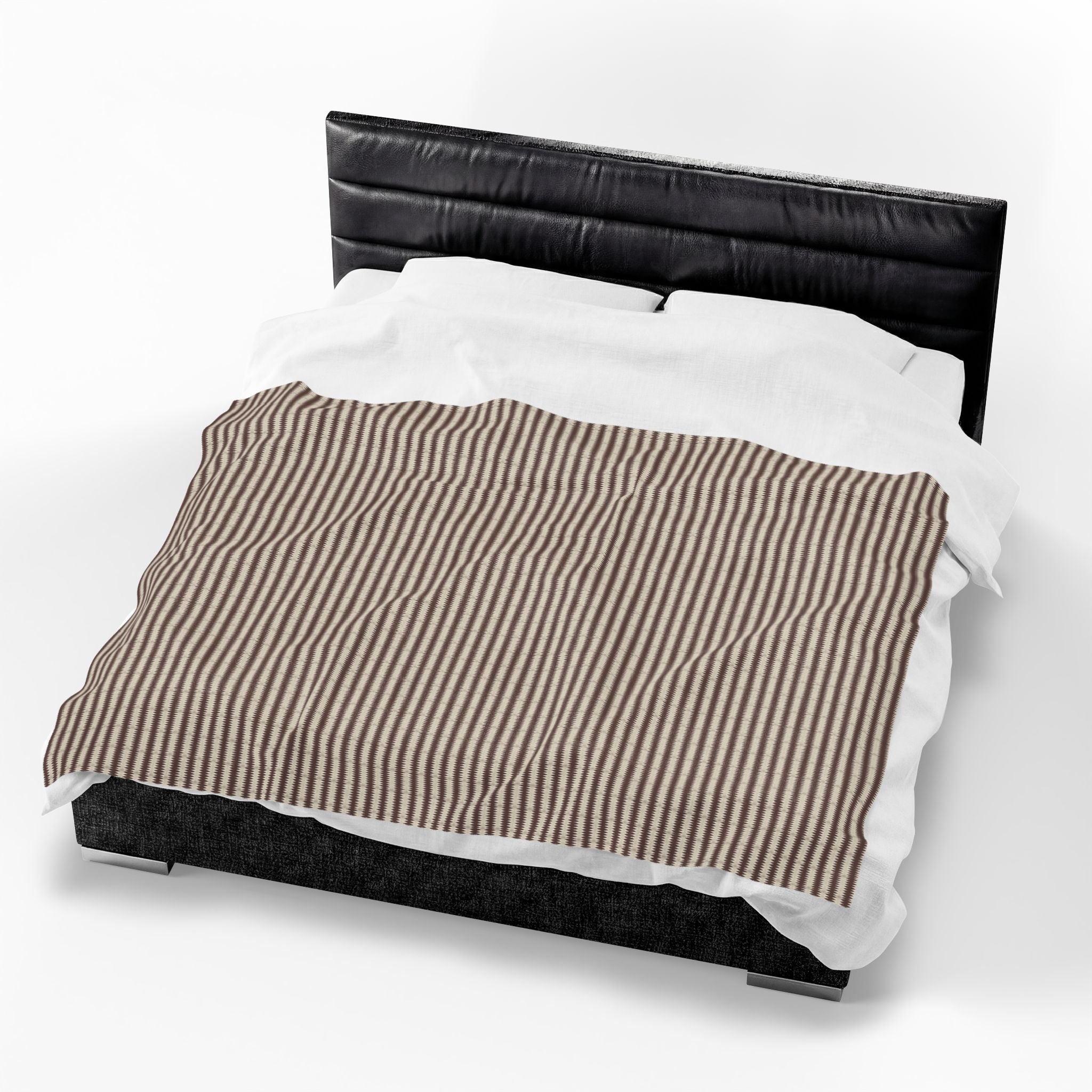 "Mississippi Morning" Brown and Beige Plush Velveteen Throw Blanket — Cozy Striped Neutral Home Blanket