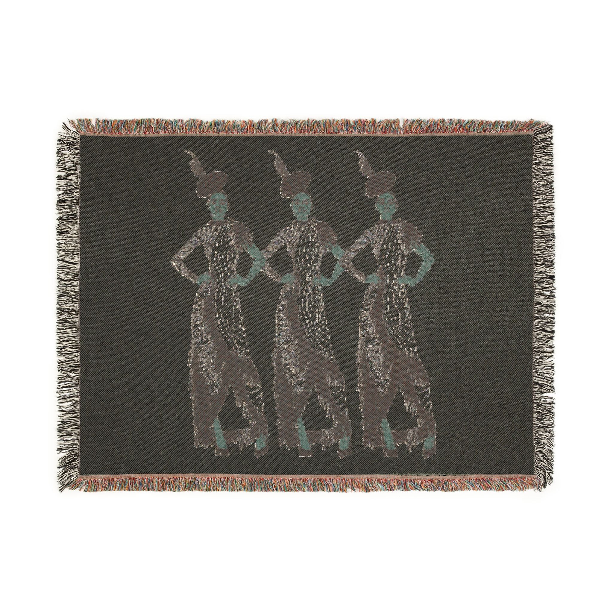 "Fierce Honey" Art Deco Trio Woven Blanket — Vintage Jazz Era Dance Design