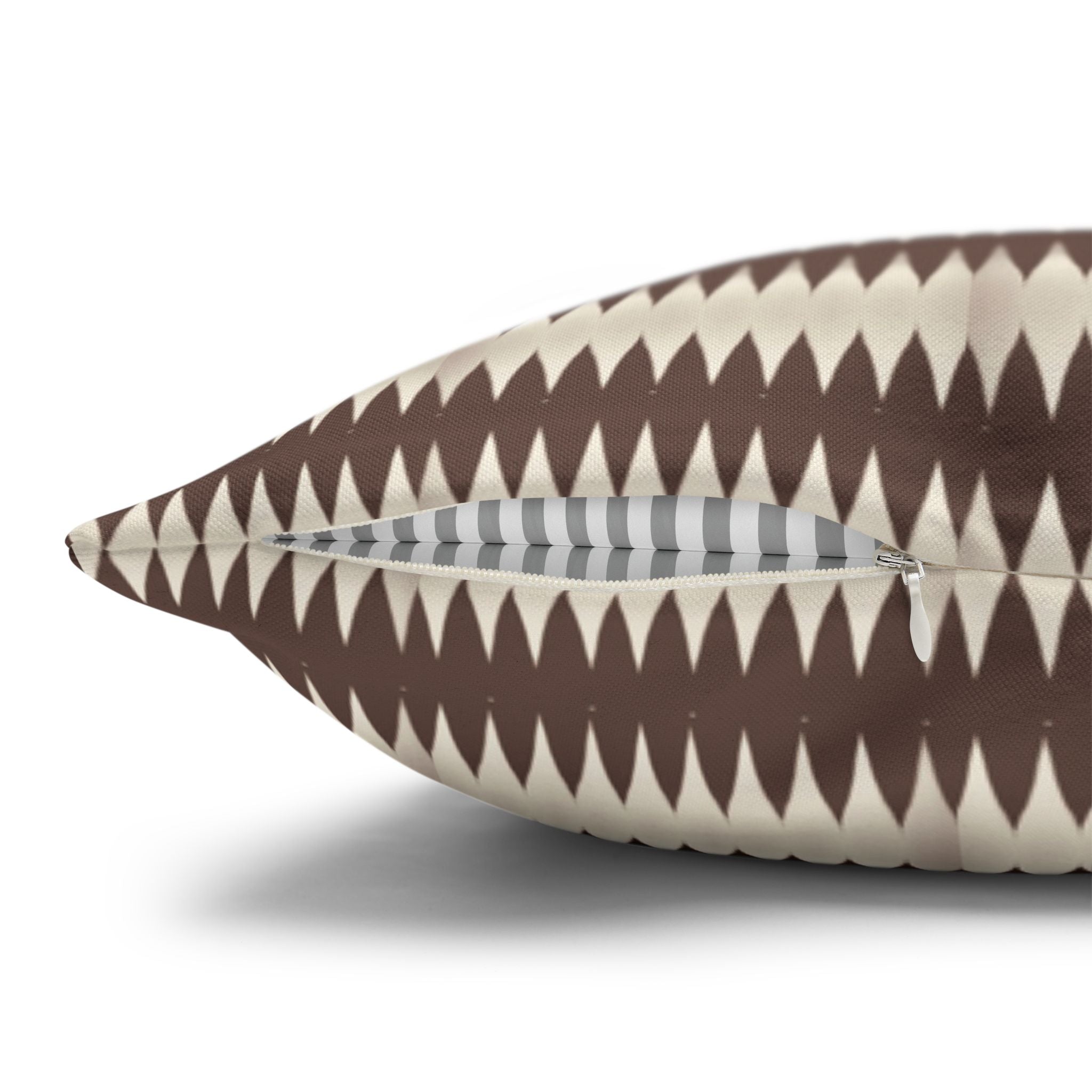 "Mississippi Morning" Brown and Beige Zigzag Pattern Pillowcase — Spun Polyester Square Decorative Pillow Cover