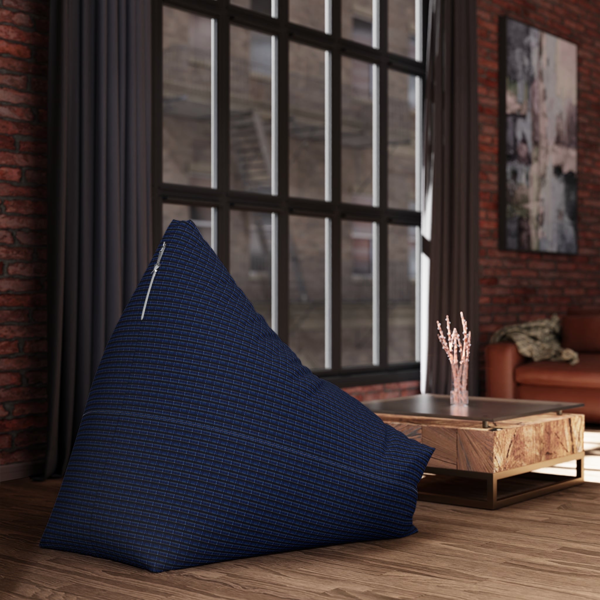 "Mississippi Midnight: Lovely Banjo Blues" Nave and Black Zig Zag Lines Bean Bag Chair Cover
