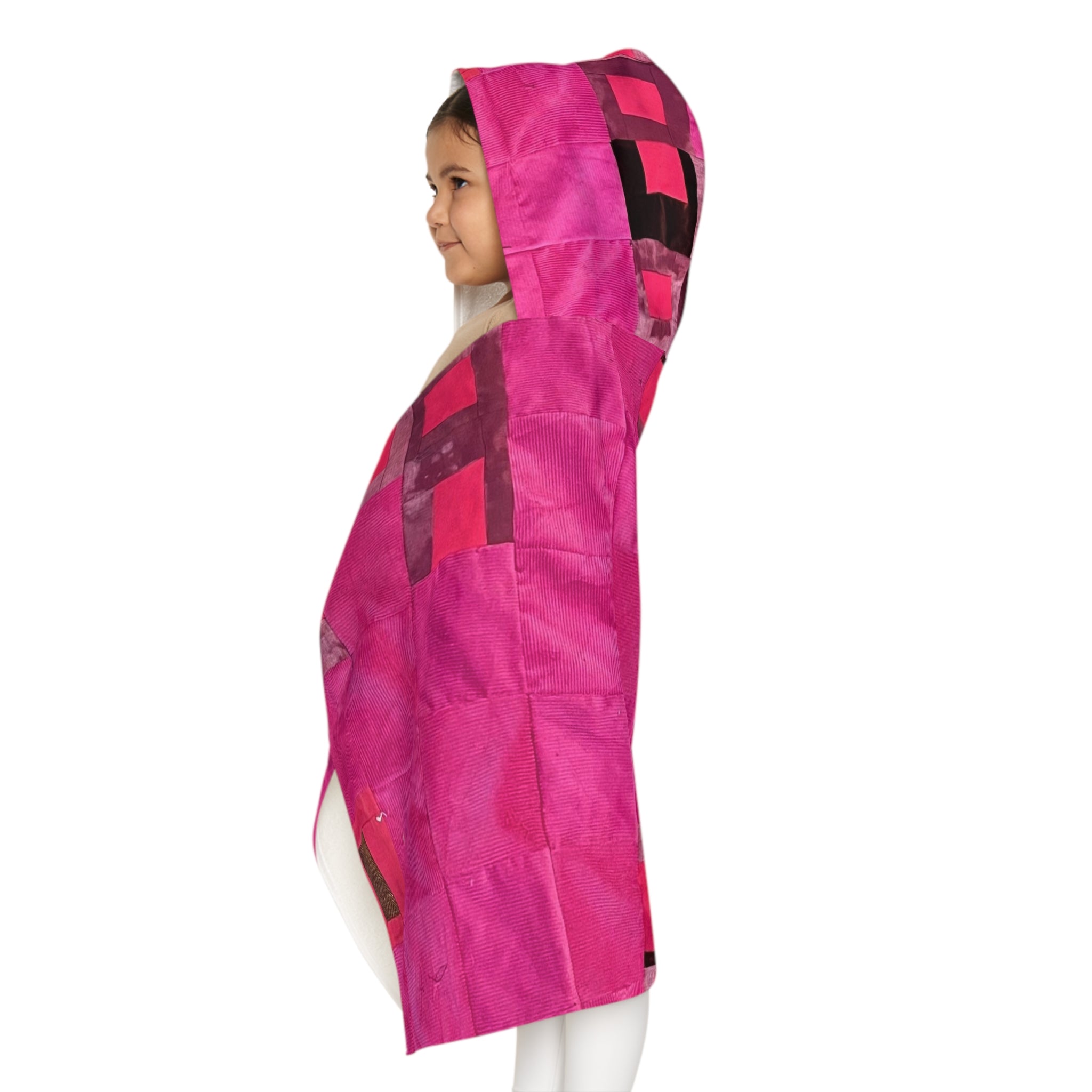 "Lela" Pink Patchwork Hooded Youth Towel — Cozy Kids Swim & Bath Wrap