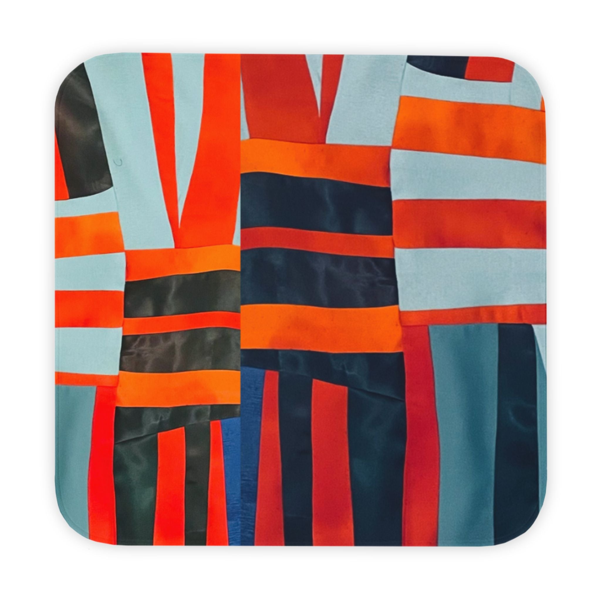 "Samuel" Hooded Baby Towel - Abstract Red & Blue Striped Hooded Towel for Newborns