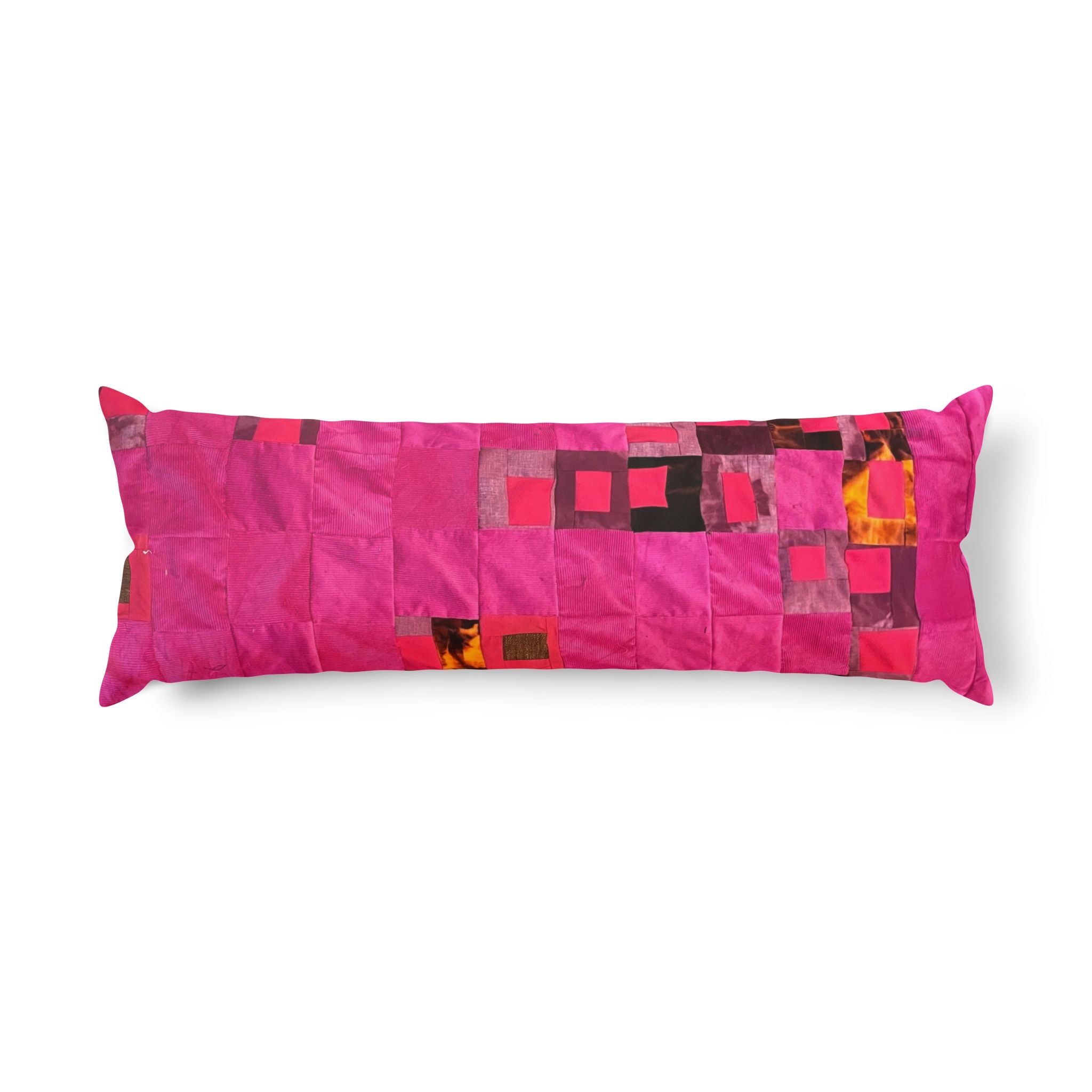 "Lela" Hot Pink Patchwork Body Pillow — Modern Geometric Accent for Bedroom & Lounge