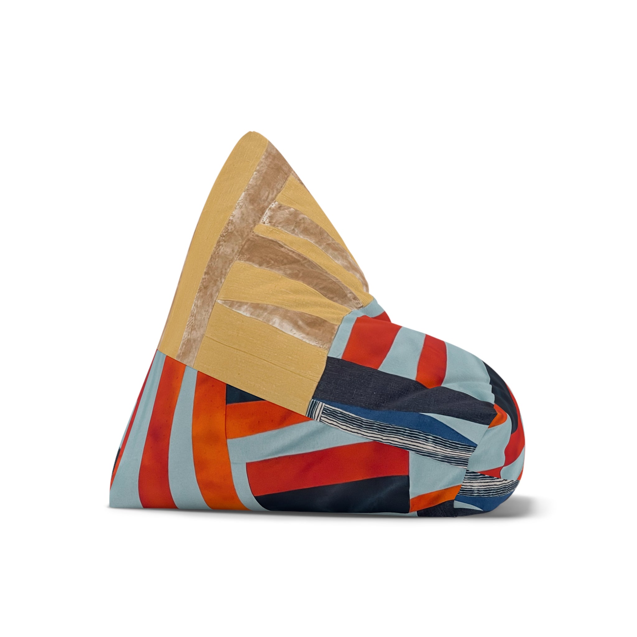 "Hannah and Samuel" Quilt Block Abstract Geo Stripe Bean Bag Cover — Modern Colorblock Lounge Slipcover