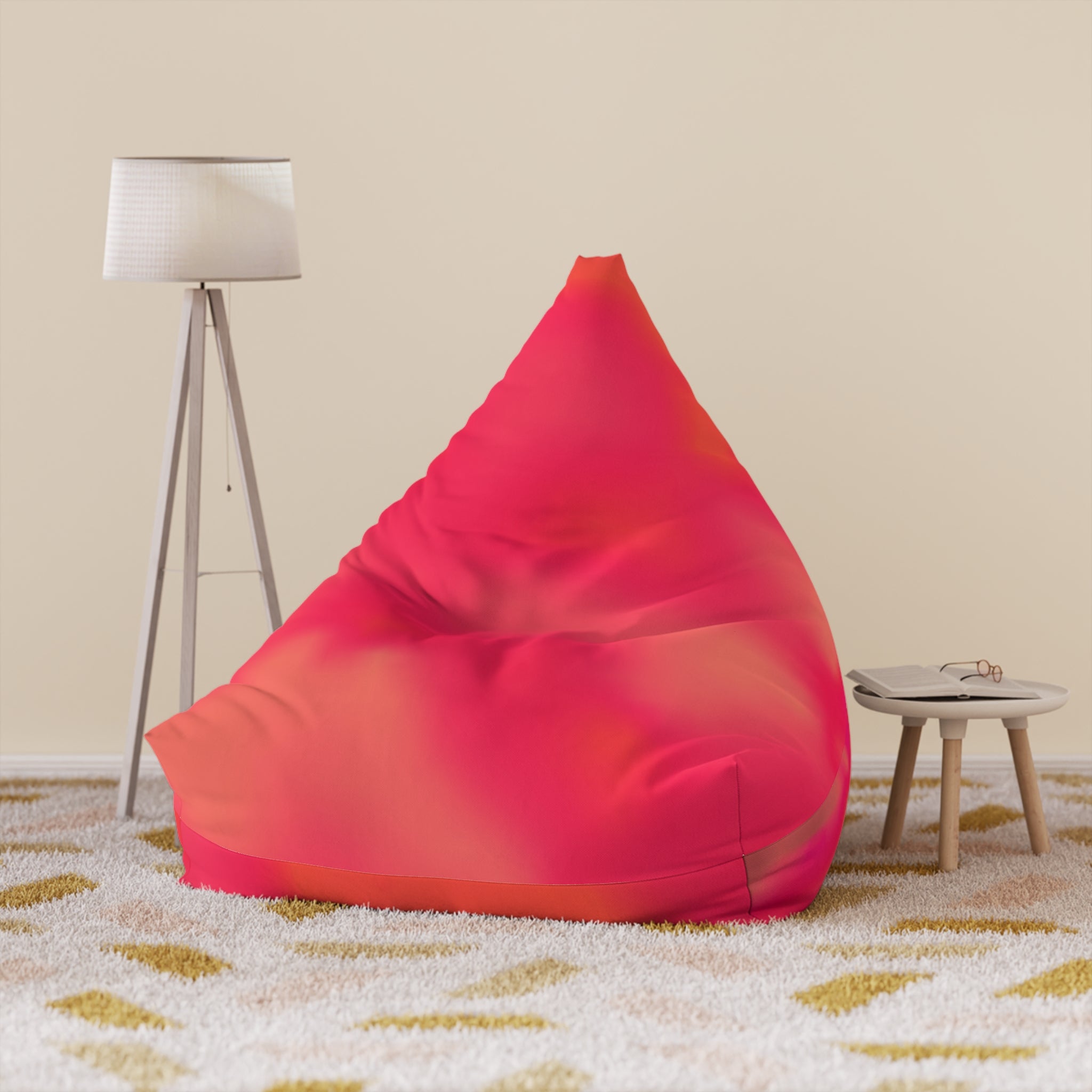 "The Skies Will Break For You, My Friend" Tie-Dye Pink Bean Bag Chair Cover – Bright Gradient Lounge Slipcover