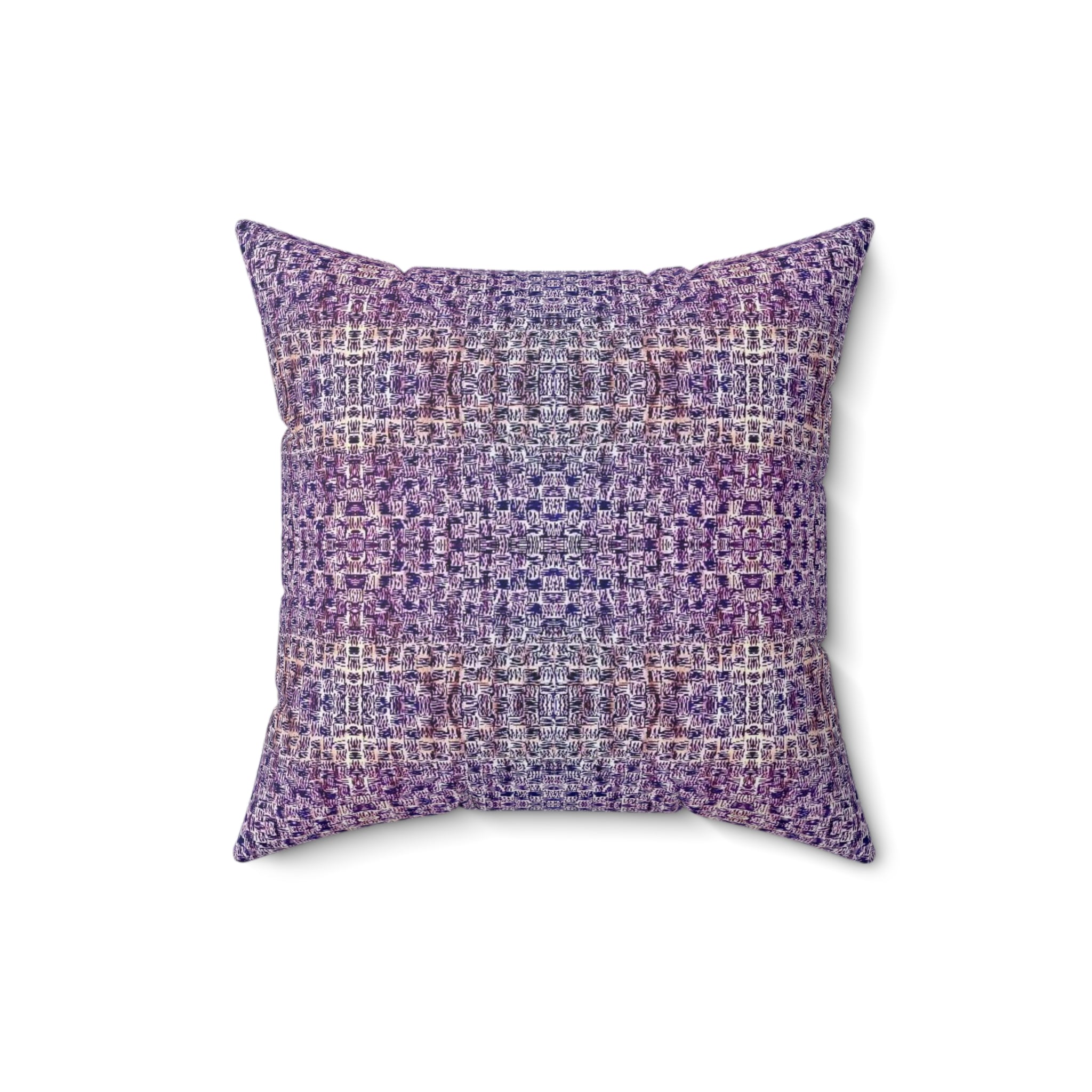 "Pauline, My Love" Purple and Blue Mosaic Decorative Pillow - Boho Geometric Accent Cushion