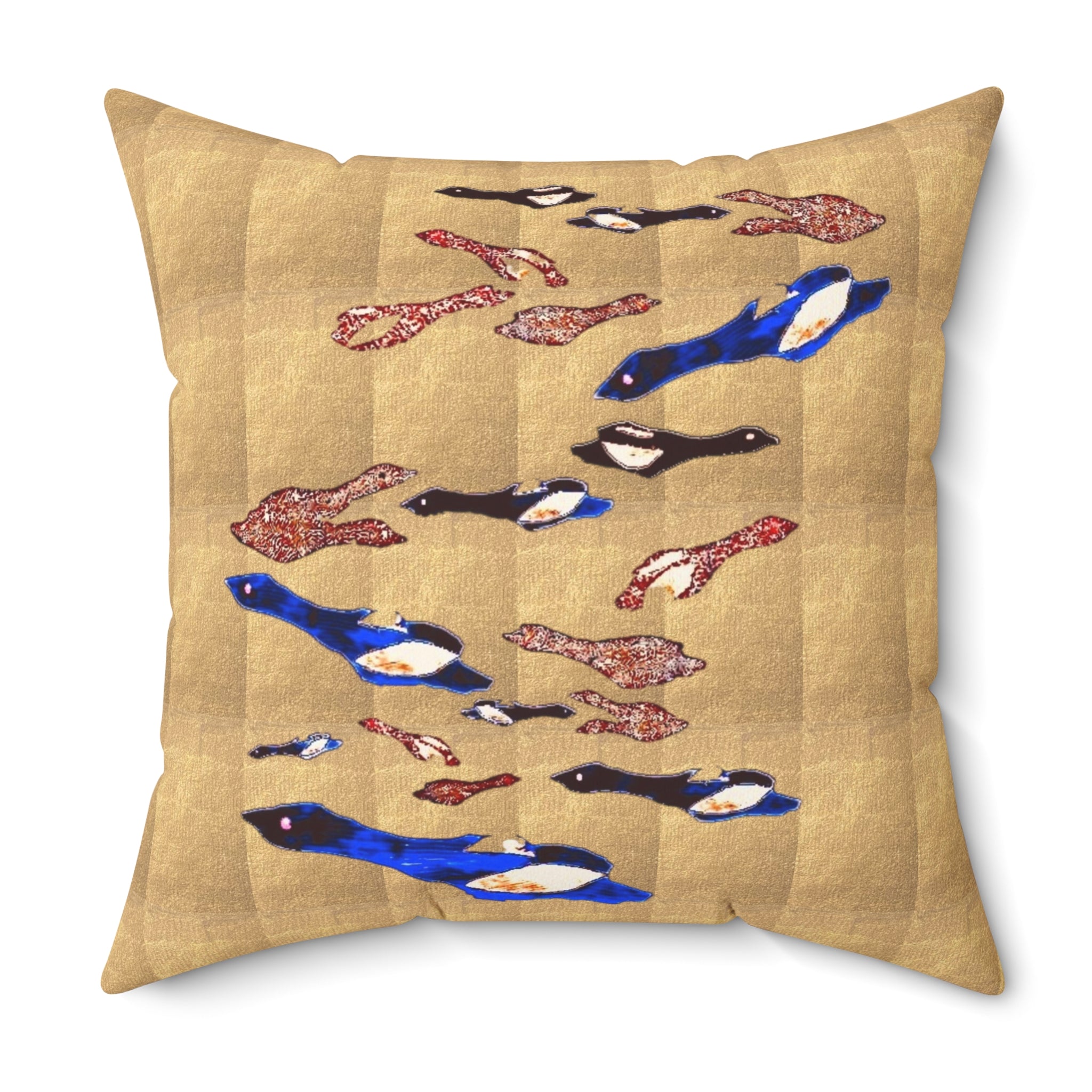 "Fly Me to the Moon" Golden Skies Throw Pillow —Blue Bird Tapestry Decorative Cushion