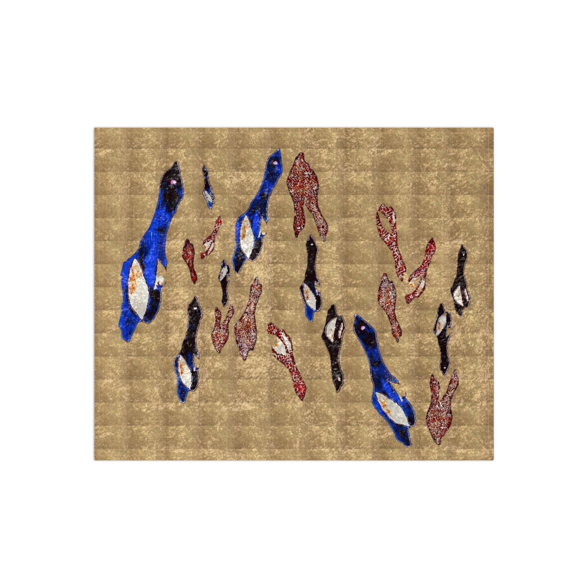 "Fly Me to the Moon"Gold, Brown, and Royal Blue Birds Flying in the Sky Crushed Velvet Blanket