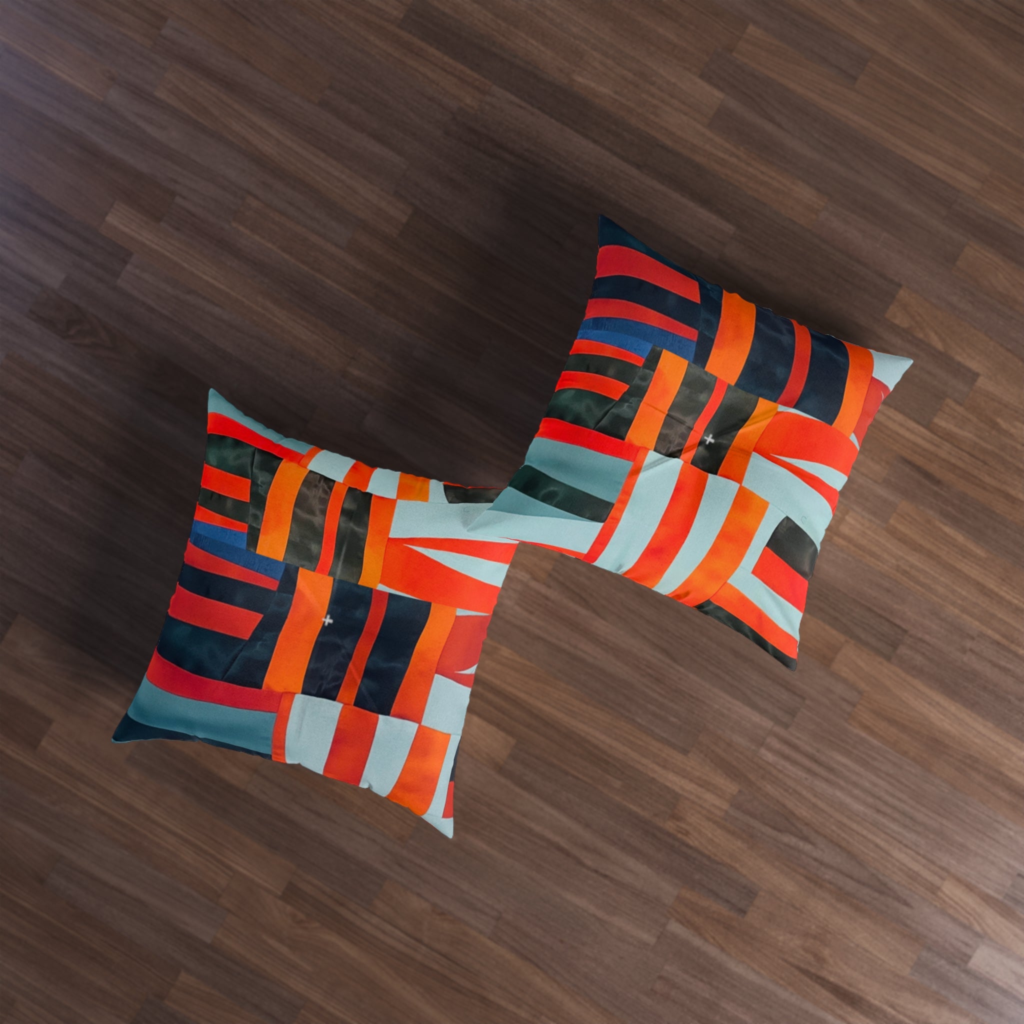 "Samuel" Modern Geometric Tufted Floor Pillow — Bright Abstract Patchwork