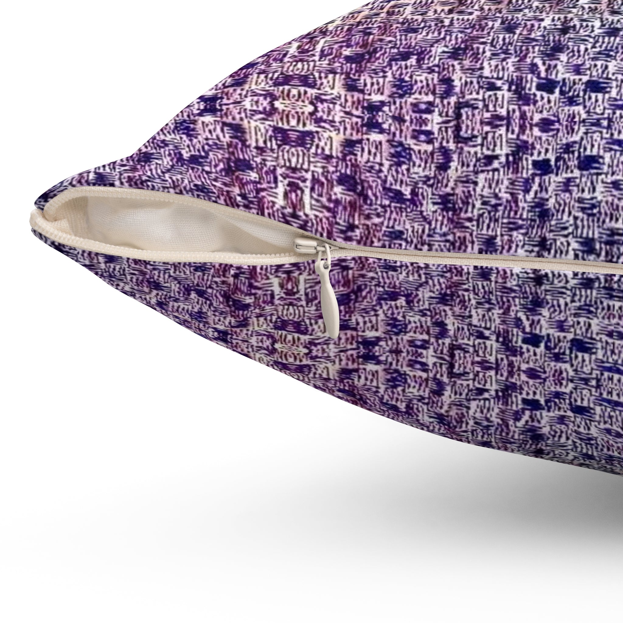 "Pauline, My Love" Purple and Blue Mosaic Decorative Pillow - Boho Geometric Accent Cushion