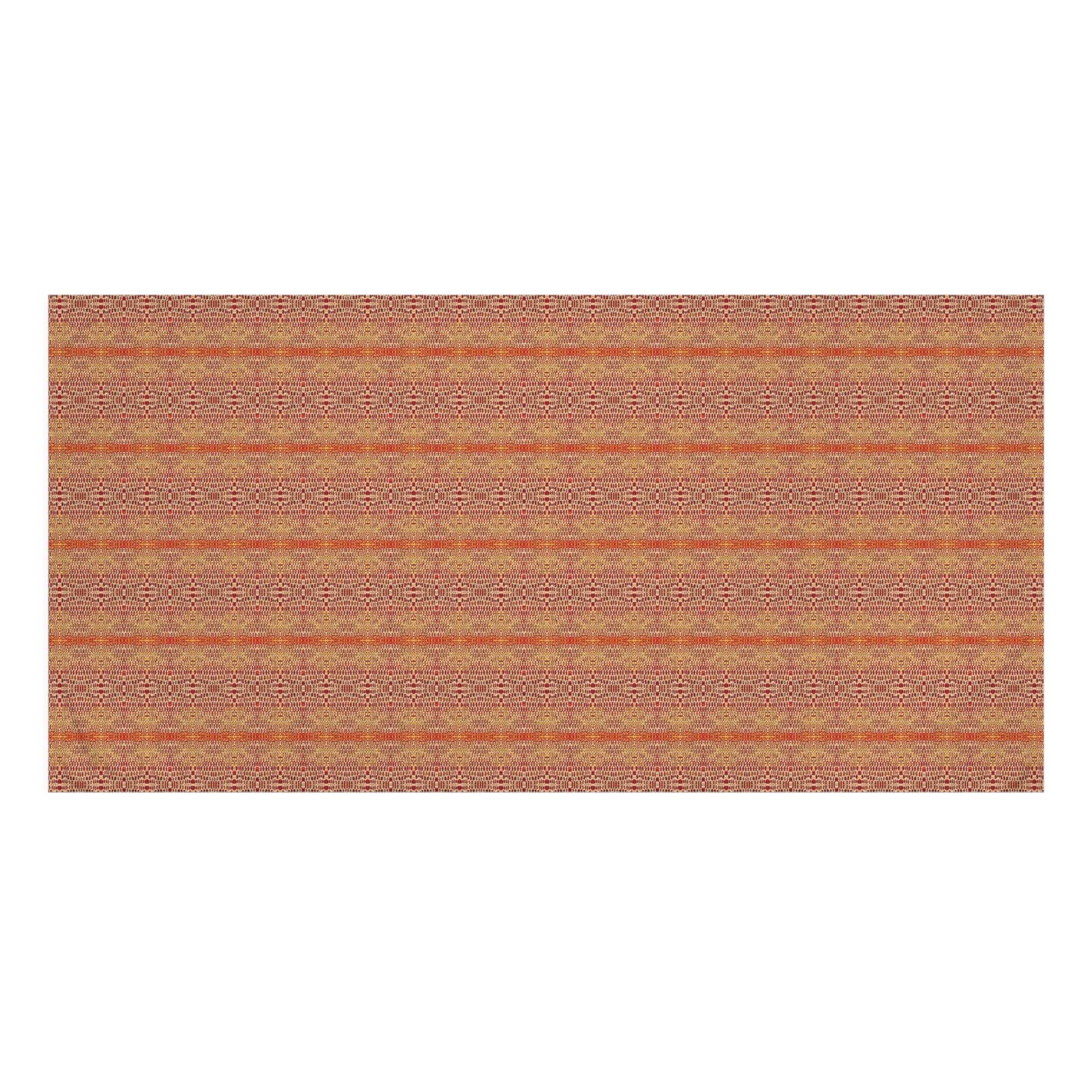 "Queen Mother" Boho Stripe Cotton Beach Towel — Warm Rust & Gold Pattern