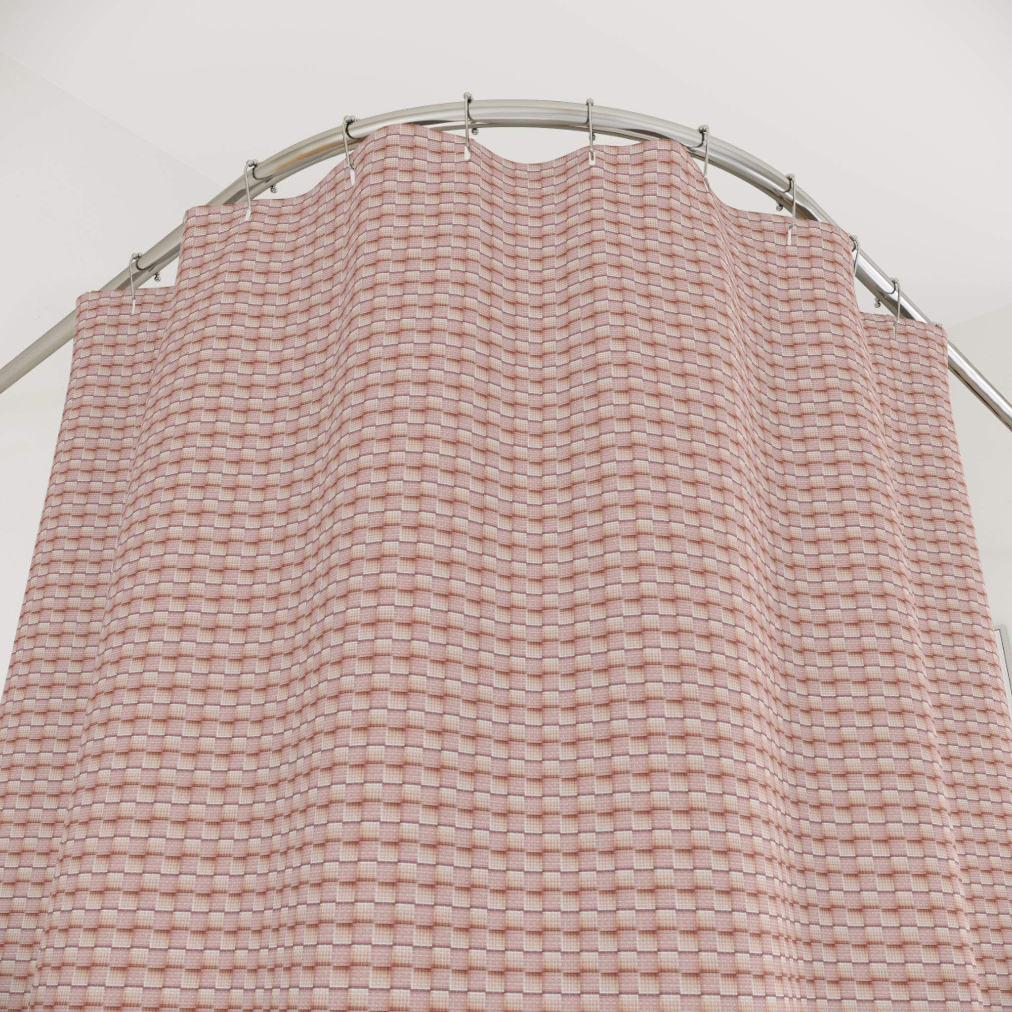 "Grandma Rose" Blush Woven Texture Shower Curtain — Soft Pink Bathroom Decor