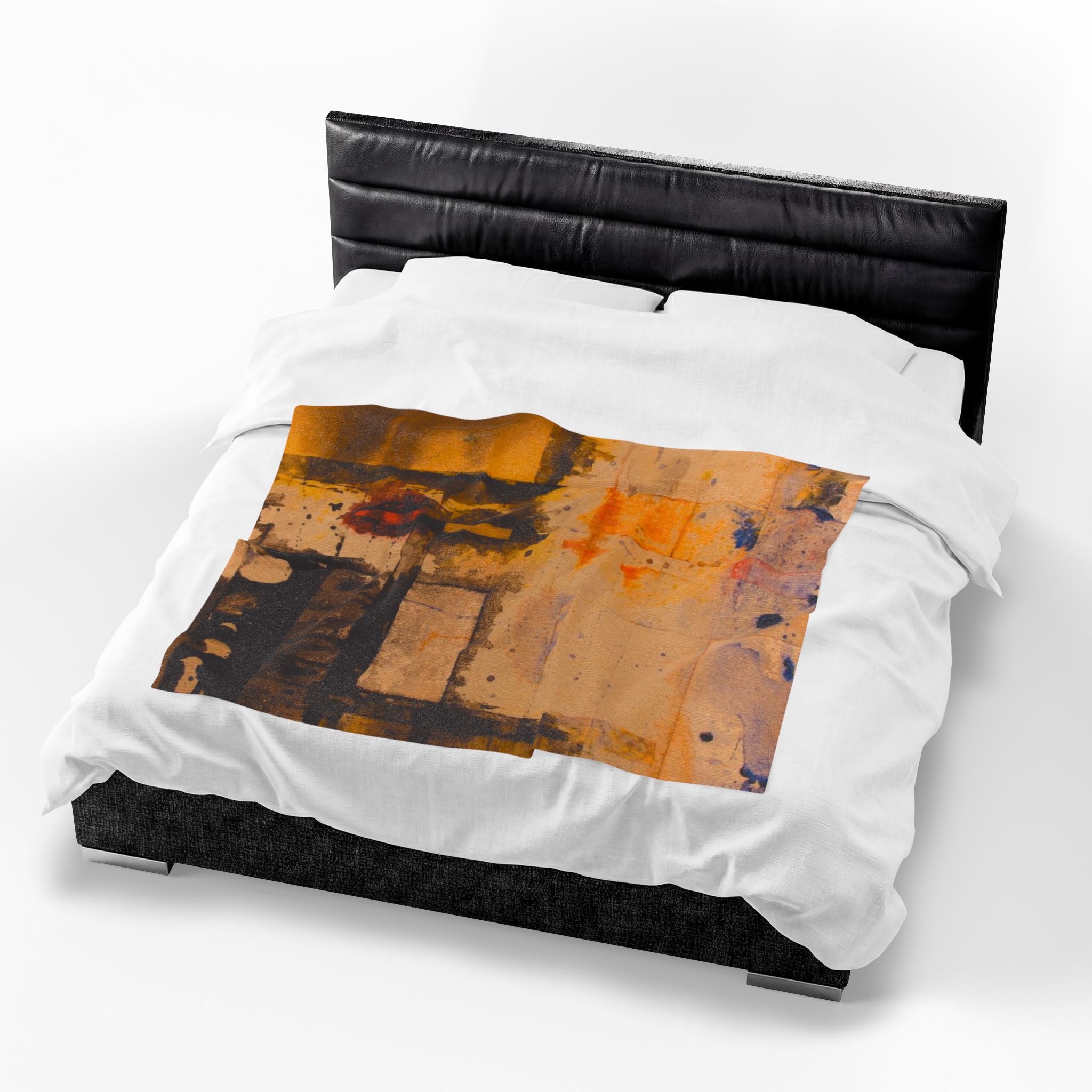 "Dance in the Rain" Acrylic Abstract Painting - Velveteen Plush Blanket — Warm Contemporary Art Throw