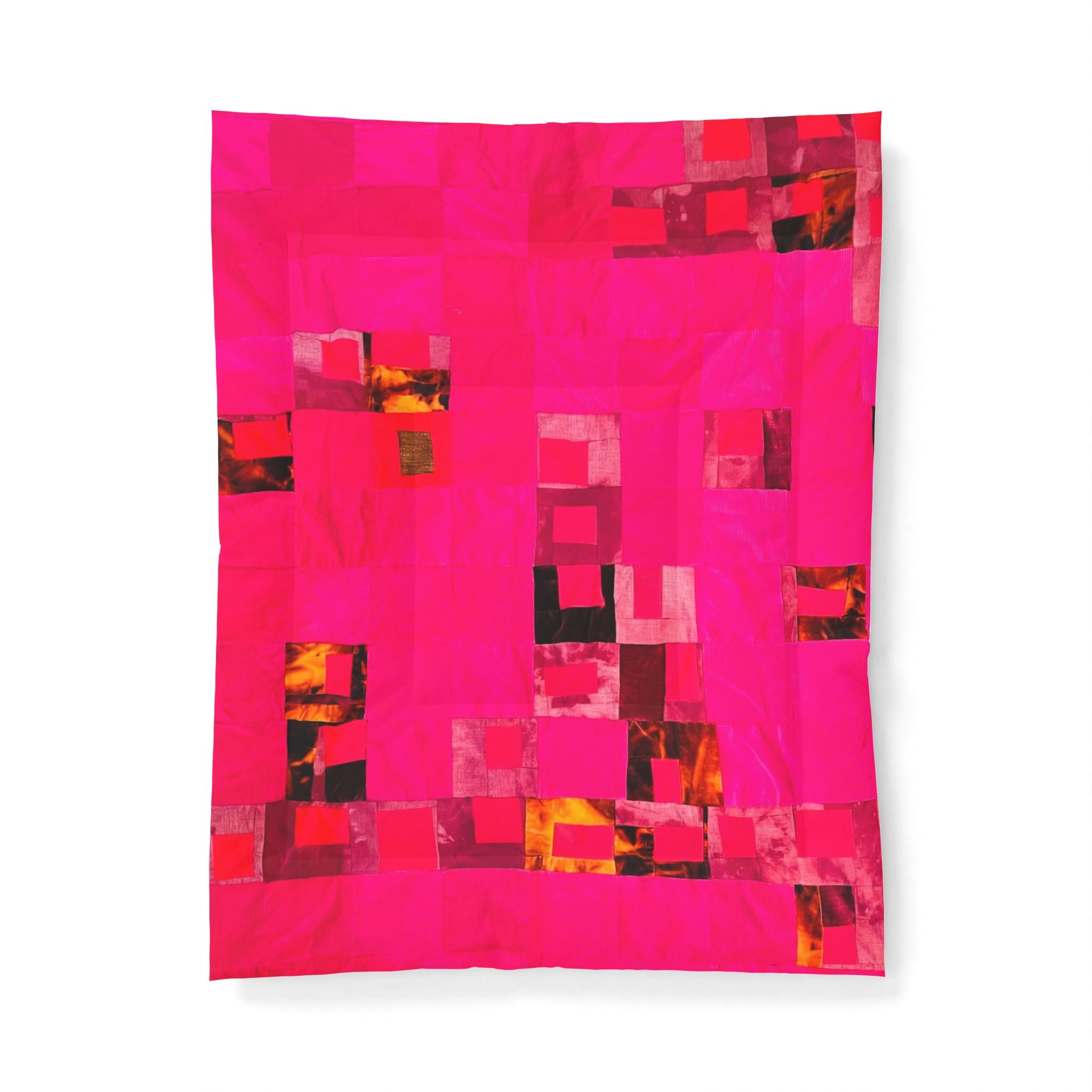 "Lela Lela" Vivid Pink Abstract Cotton Comforter – Modern Geometric Quilt for Bedroom