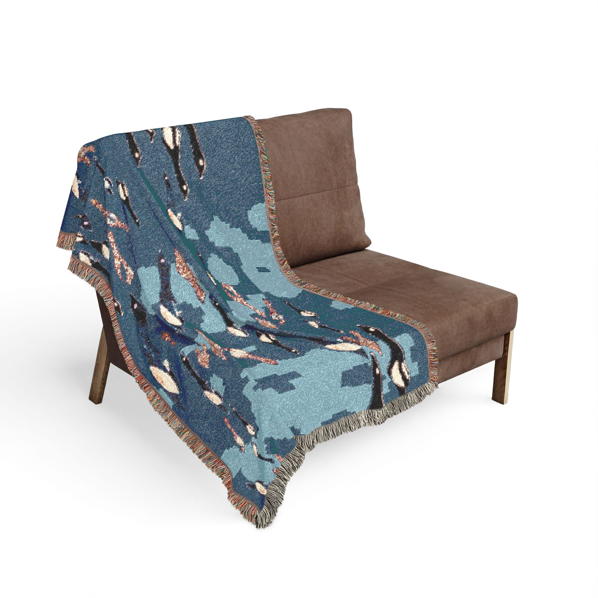 "Fly Me to the Moon" Abstract Birdie Pattern Woven Blanket — Cozy Throw for Living Room or Nursery