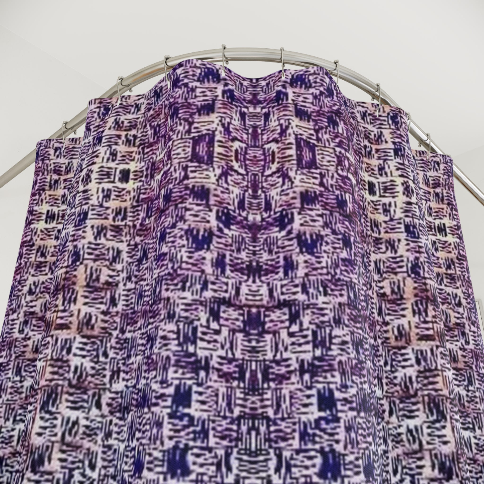 “Pauline, My Love” Violet Mosaic Pattern Shower Curtain — Boho Geometric Bathroom Decor