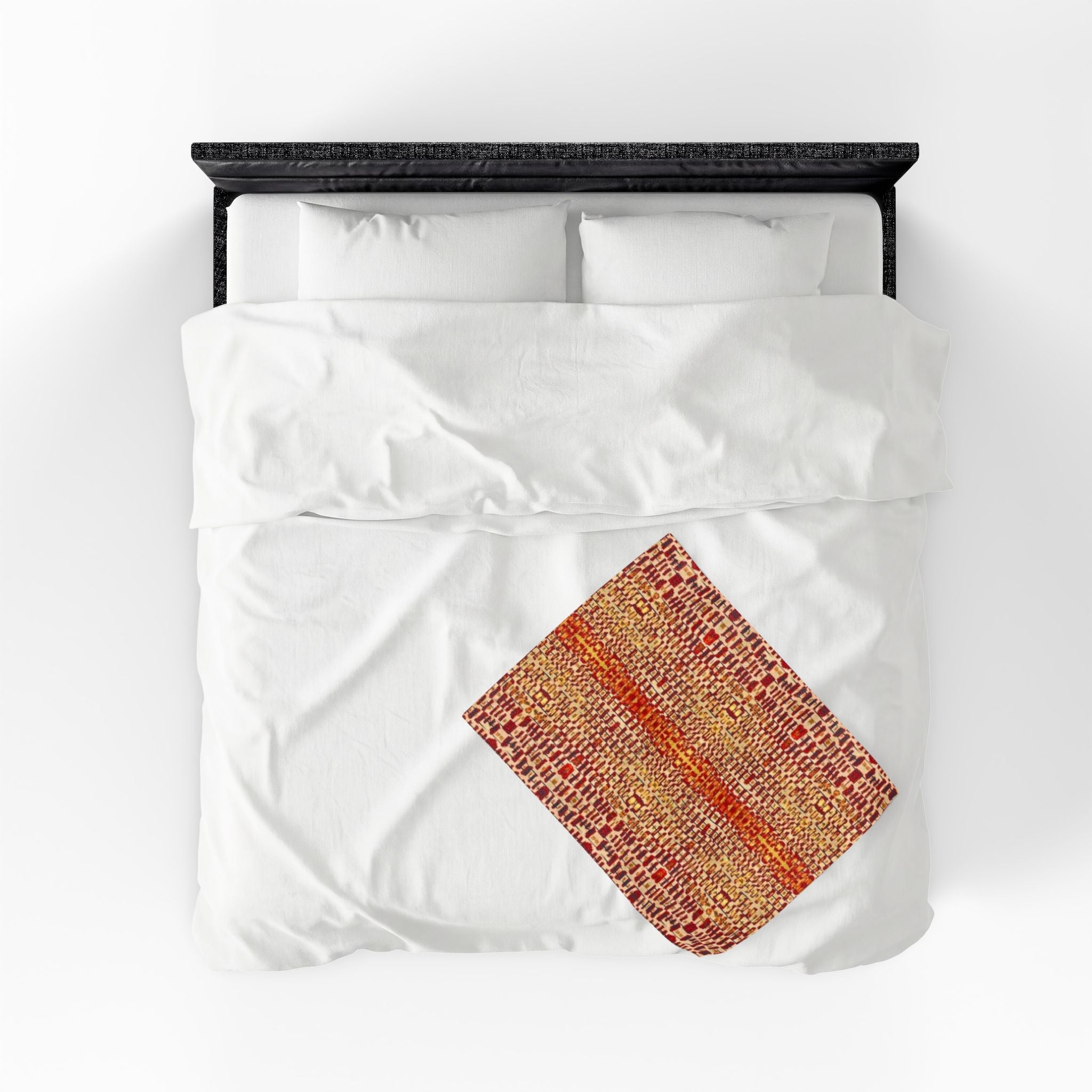 "Queen Mother" Gold and Bronze Velveteen Plush Blanket — Autumn Regal Stripe Throw