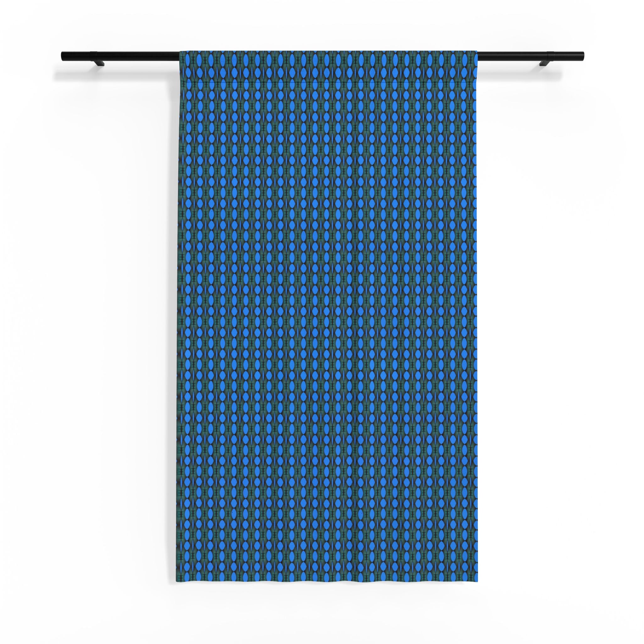 "Where Are We Going?" Blue Geometric Sheer Curtain — Modern Teardrop Pattern Window Panel