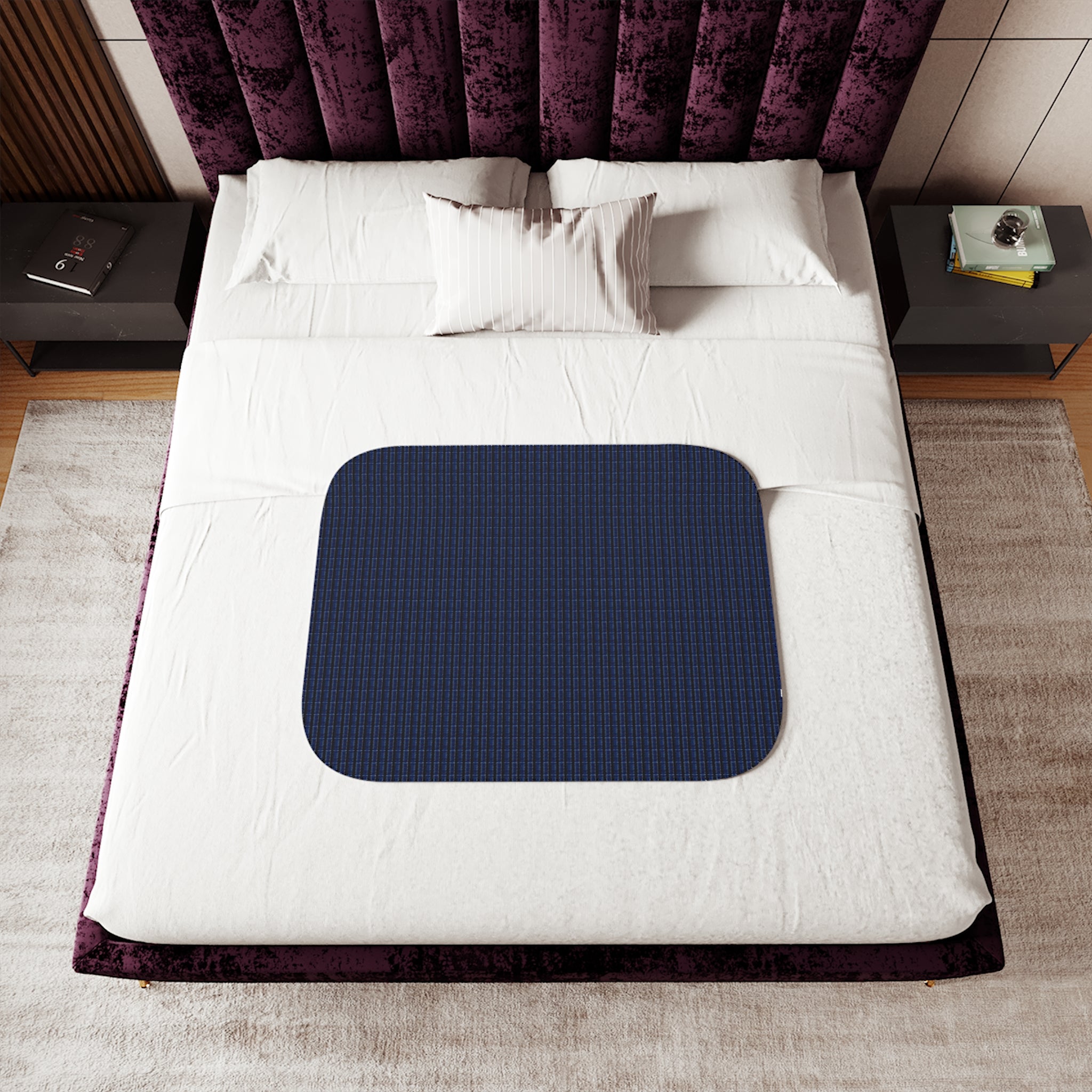 "Mississippi Midnight: Lovely Banjo Blues" Sherpa Blanket – Cozy Reversible Fleece Throw (Navy Woven / Cream Sherpa)