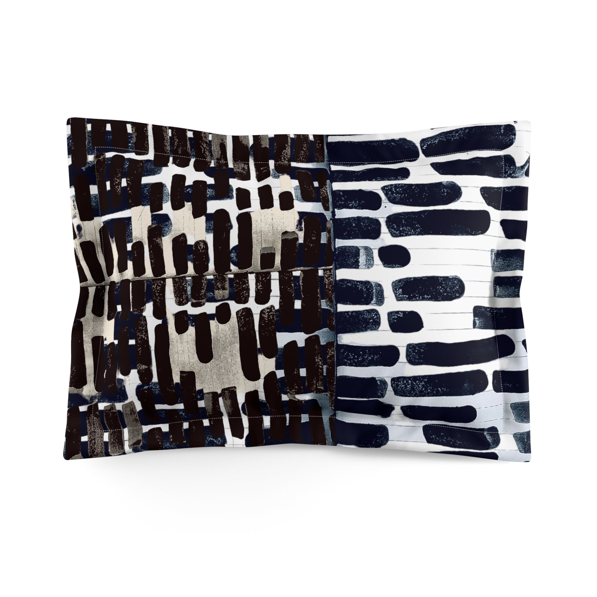 "Only My Notebook Knows How I Feel, My Heart Is On Every Page" Abstract Black & White Microfiber Pillow Sham — Modern Brushstroke Pattern