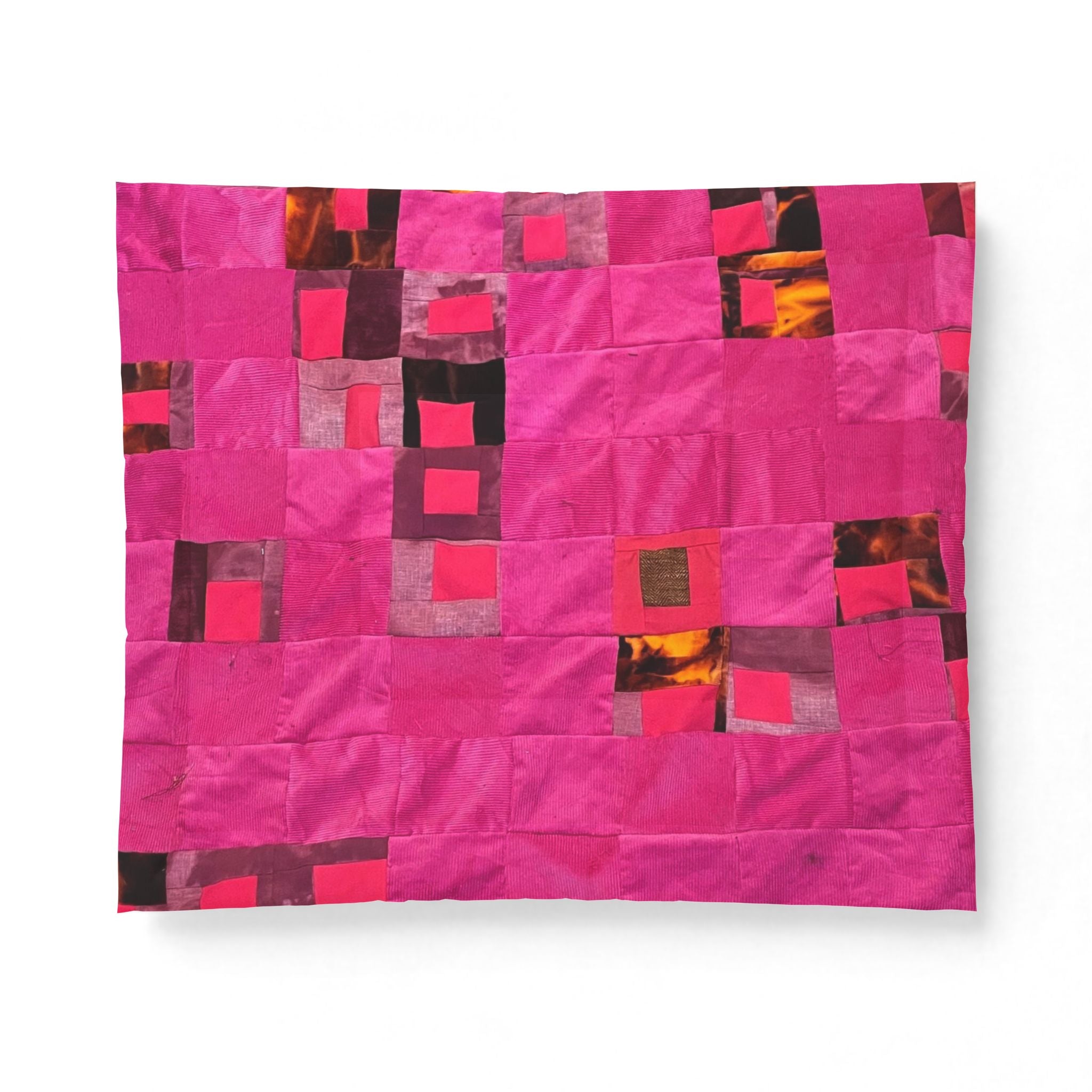 "Lela" Pink Geometric Cotton Comforter – Modern Patchwork Throw for Bedroom