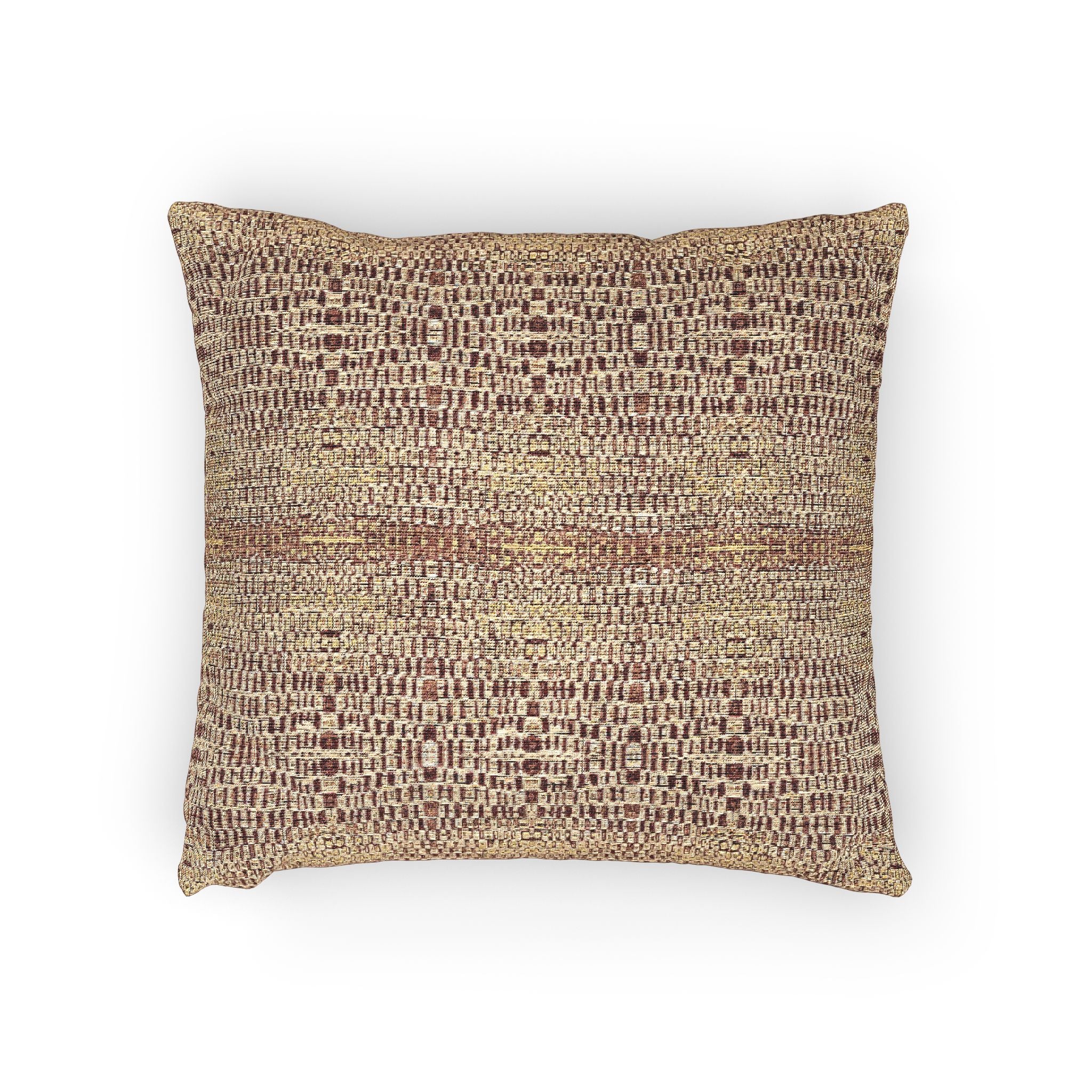 "Queen Mother" Gold and Bronze Posh Pattern Woven Pillow