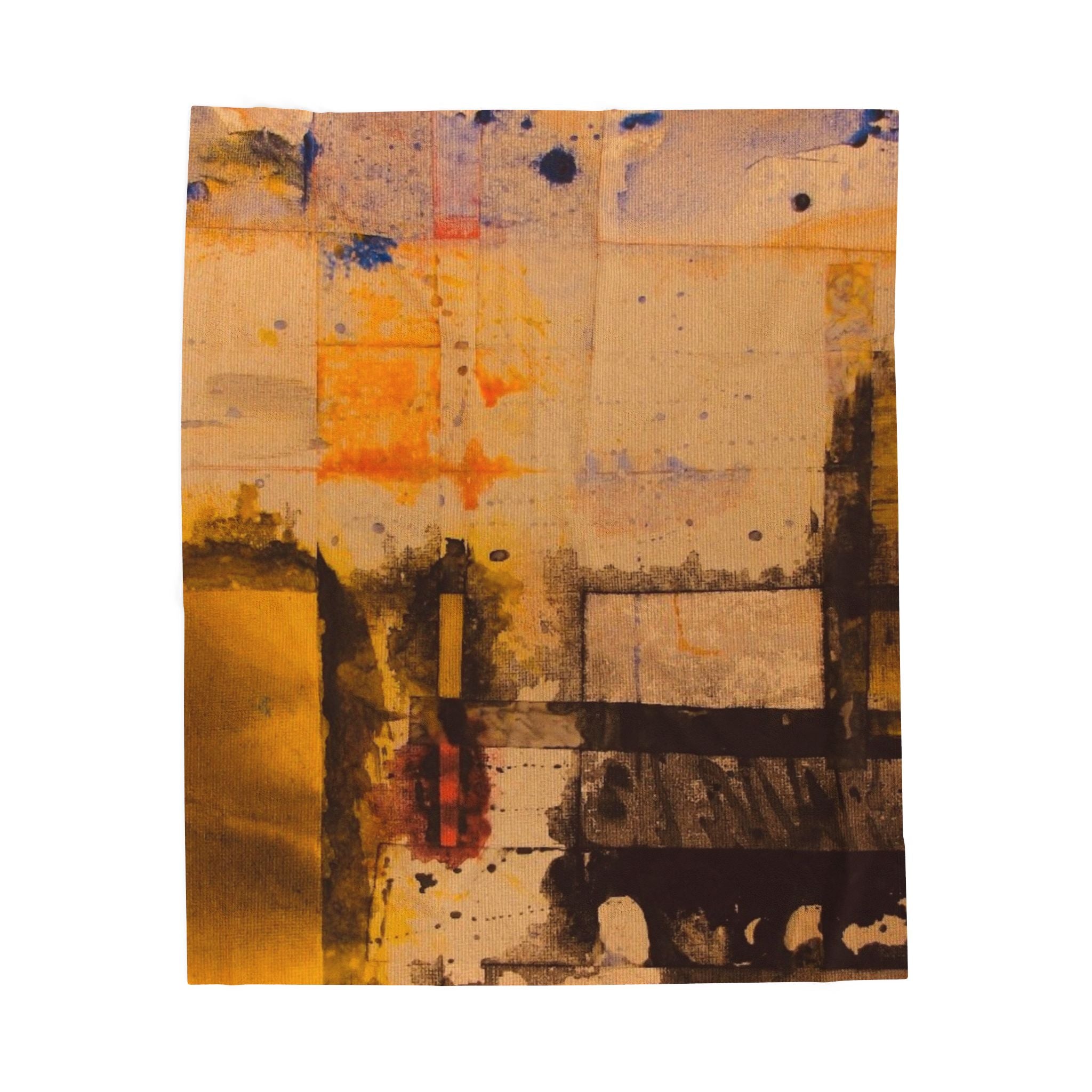 "Dance in the Rain" Acrylic Abstract Painting - Velveteen Plush Blanket — Warm Contemporary Art Throw
