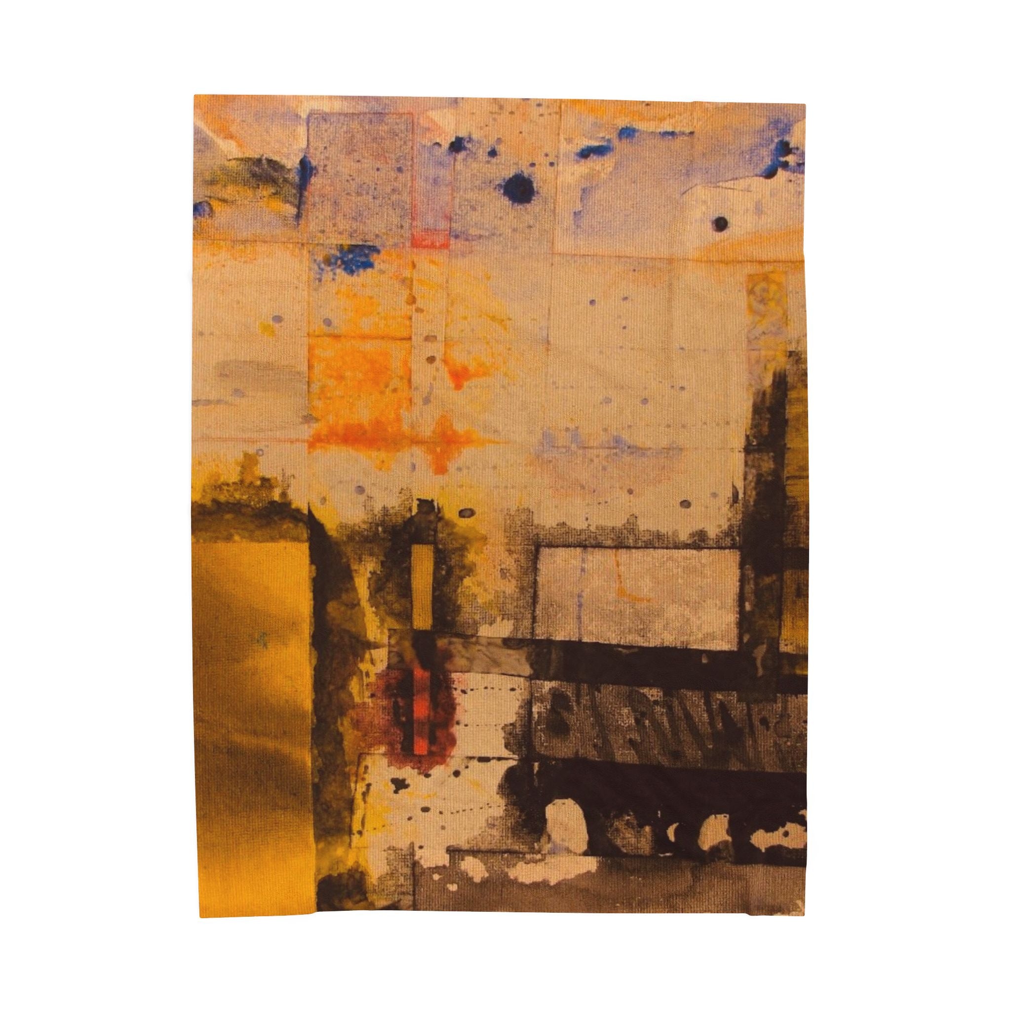"Dance in the Rain" Acrylic Abstract Painting - Velveteen Plush Blanket — Warm Contemporary Art Throw