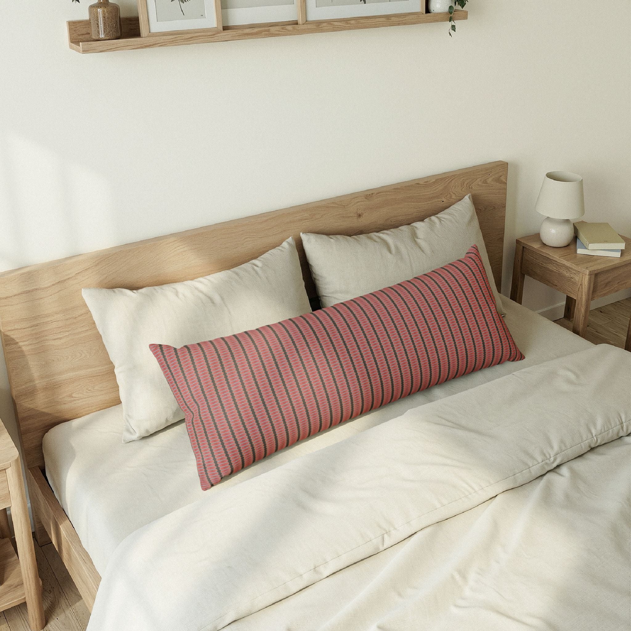 "The Nike of Samothrace" Striped Rose Body Pillow — Long Lumbar Decorative Pillow