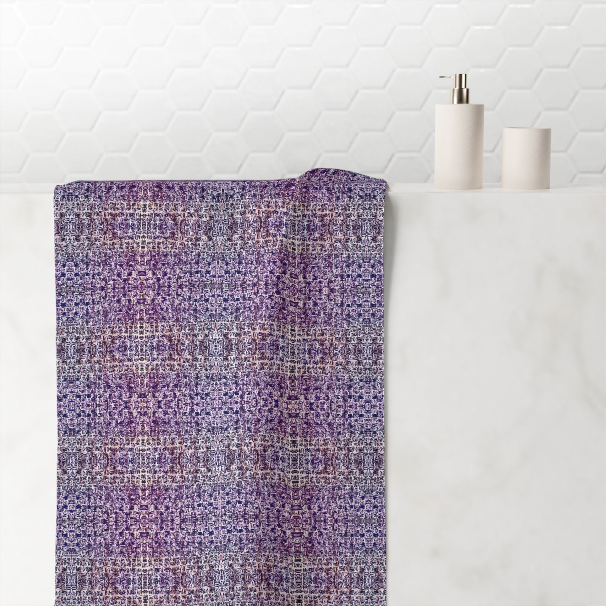 "Pauline, My Love" Purple Mosaic Beach Towel — Plush Mink-Cotton Patterned Towel