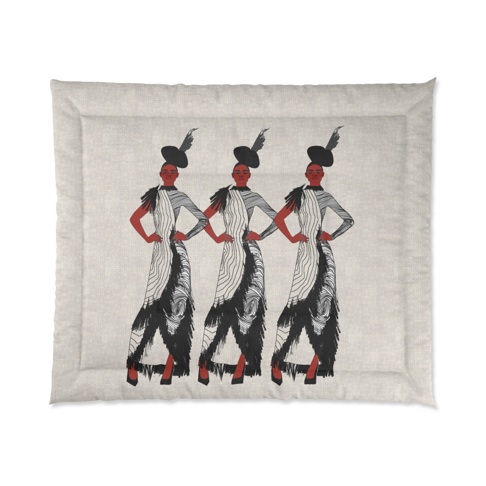 "Fierce Honey" Art Deco Femme Fatale Comforter - Vintage Fashion Illustration Bedding