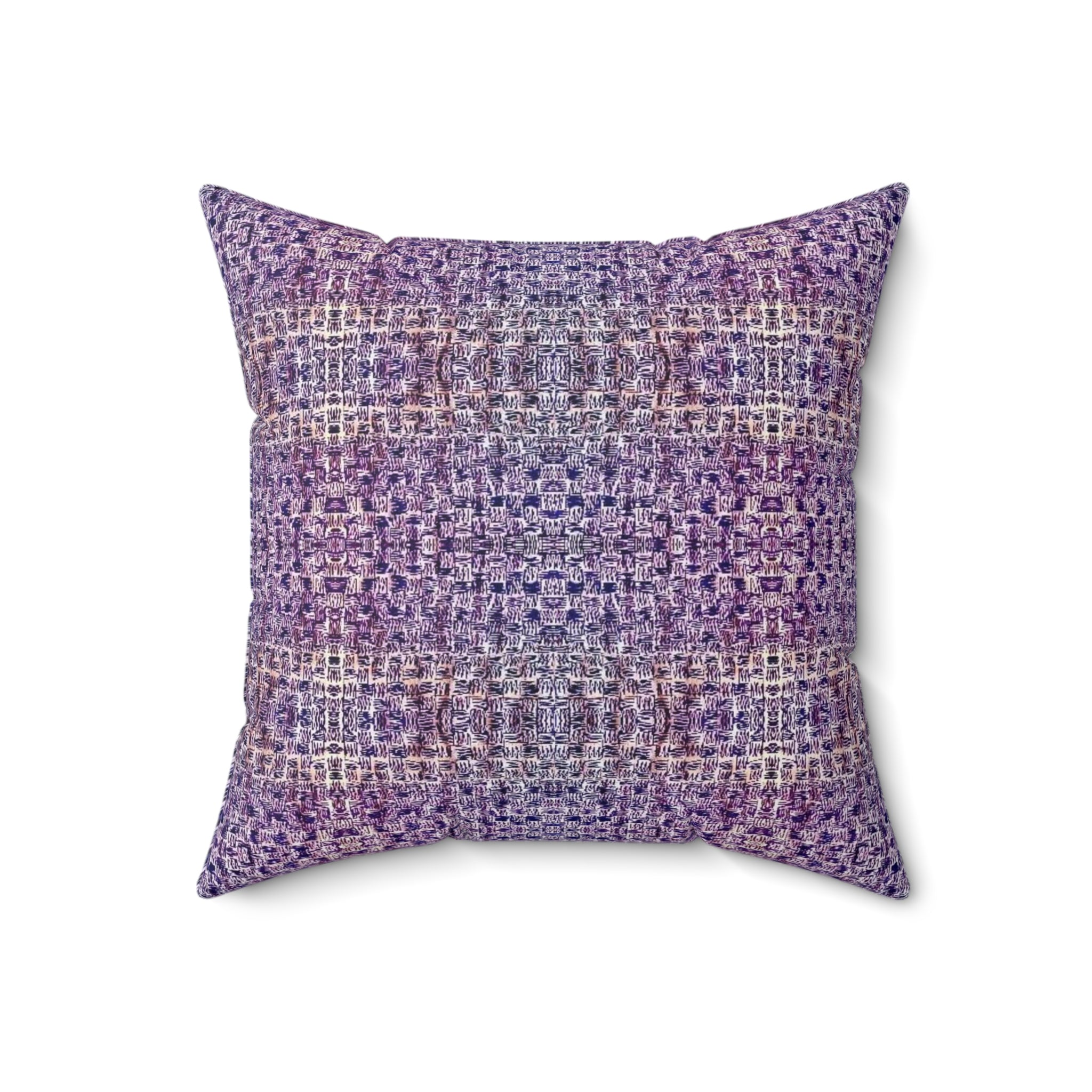 "Pauline, My Love" Purple and Blue Mosaic Decorative Pillow - Boho Geometric Accent Cushion