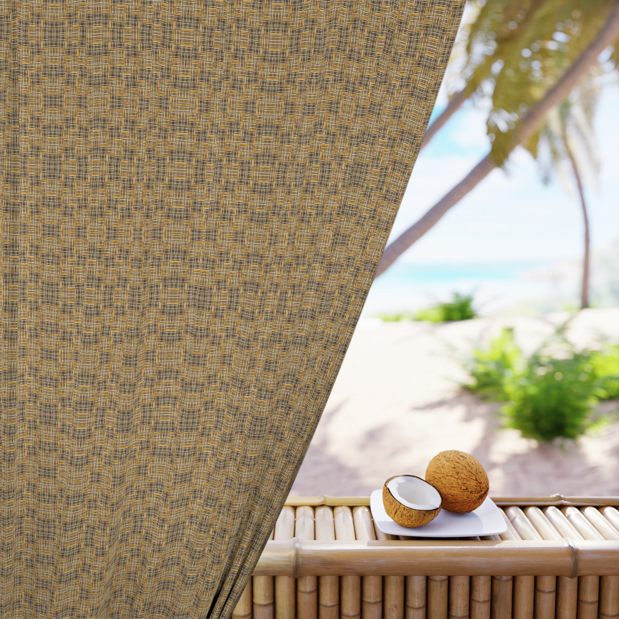 "All Things Fall Apart" Curtain Panel — Vintage Woven Geometric Drapery