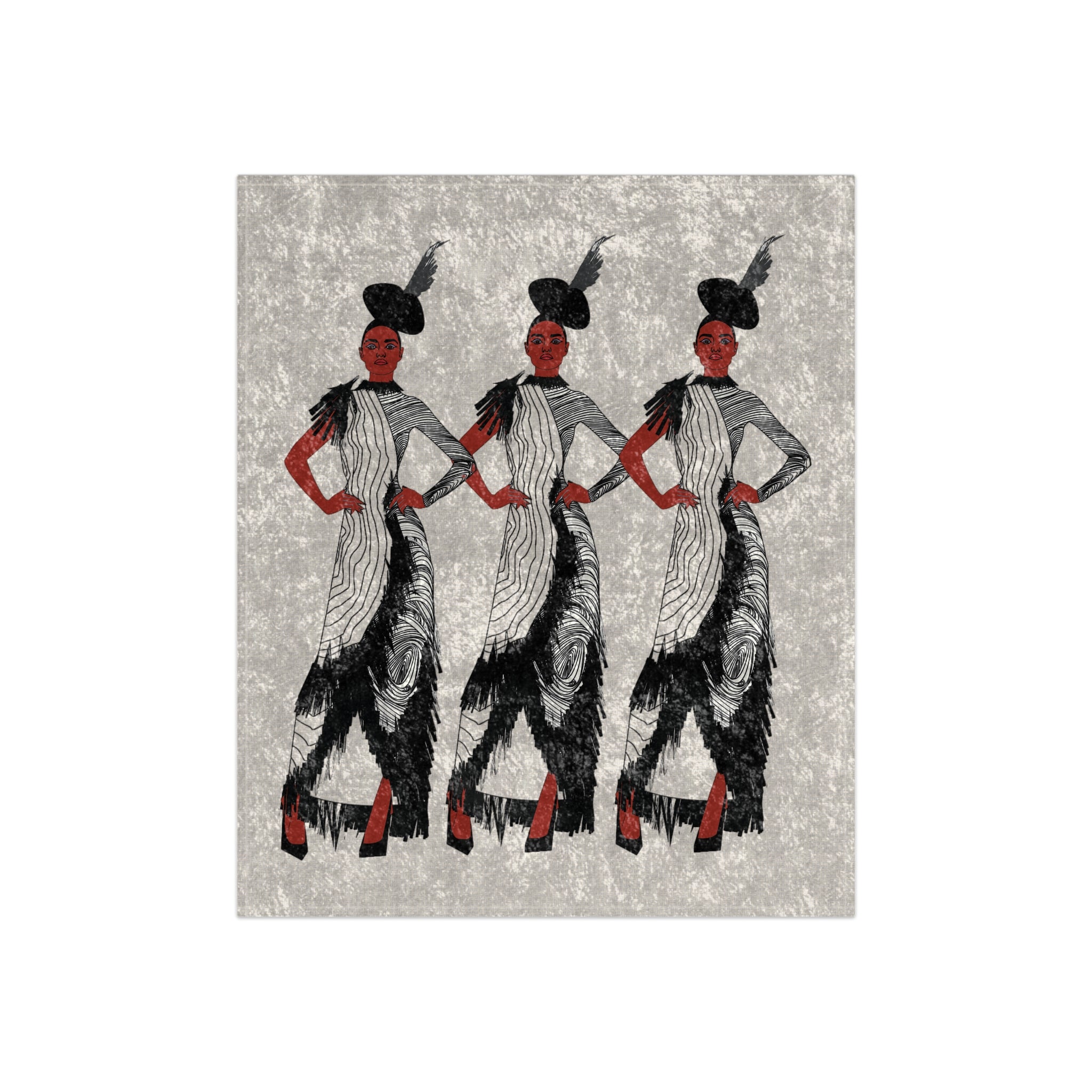 "Fierce Honey" Posh and Fancy Black Women, Fashion Illustration Crushed Velvet Blanket