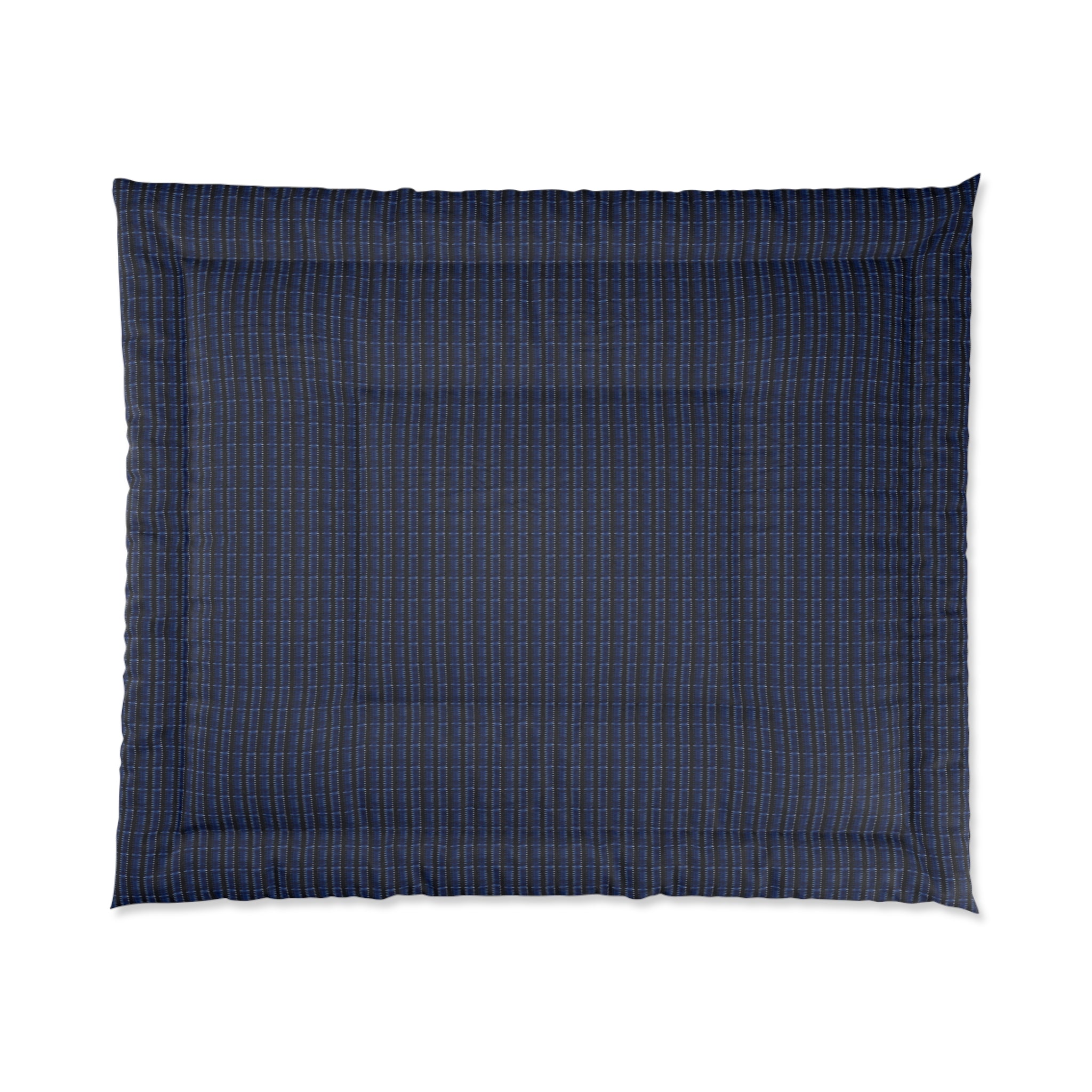 "Mississippi Midnight: Lovely Banjo Blues" Navy Plaid Comforter - Cozy Lightweight Bed Cover for Boys, Teens & Guest Rooms
