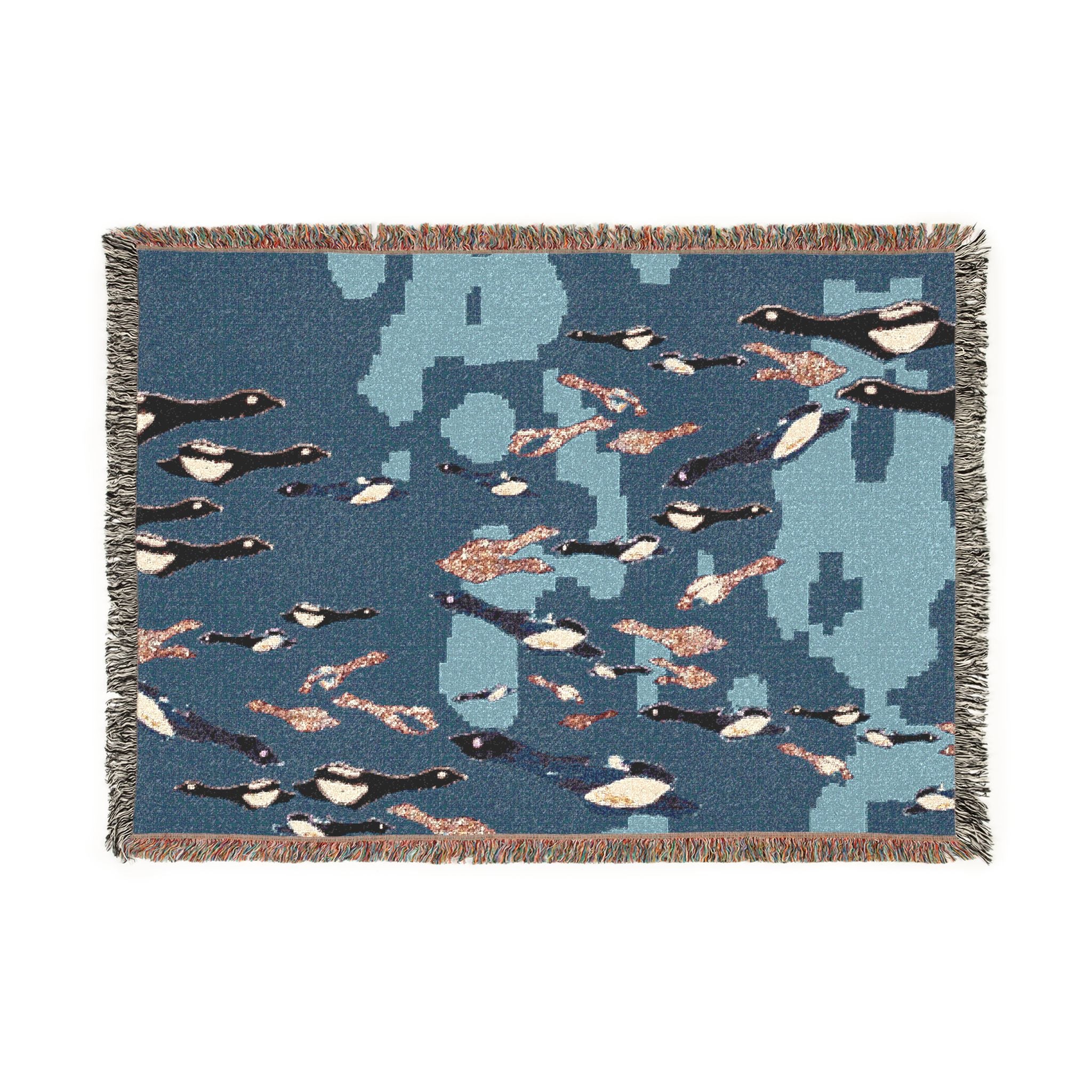 "Fly Me to the Moon" Abstract Birdie Pattern Woven Blanket — Cozy Throw for Living Room or Nursery