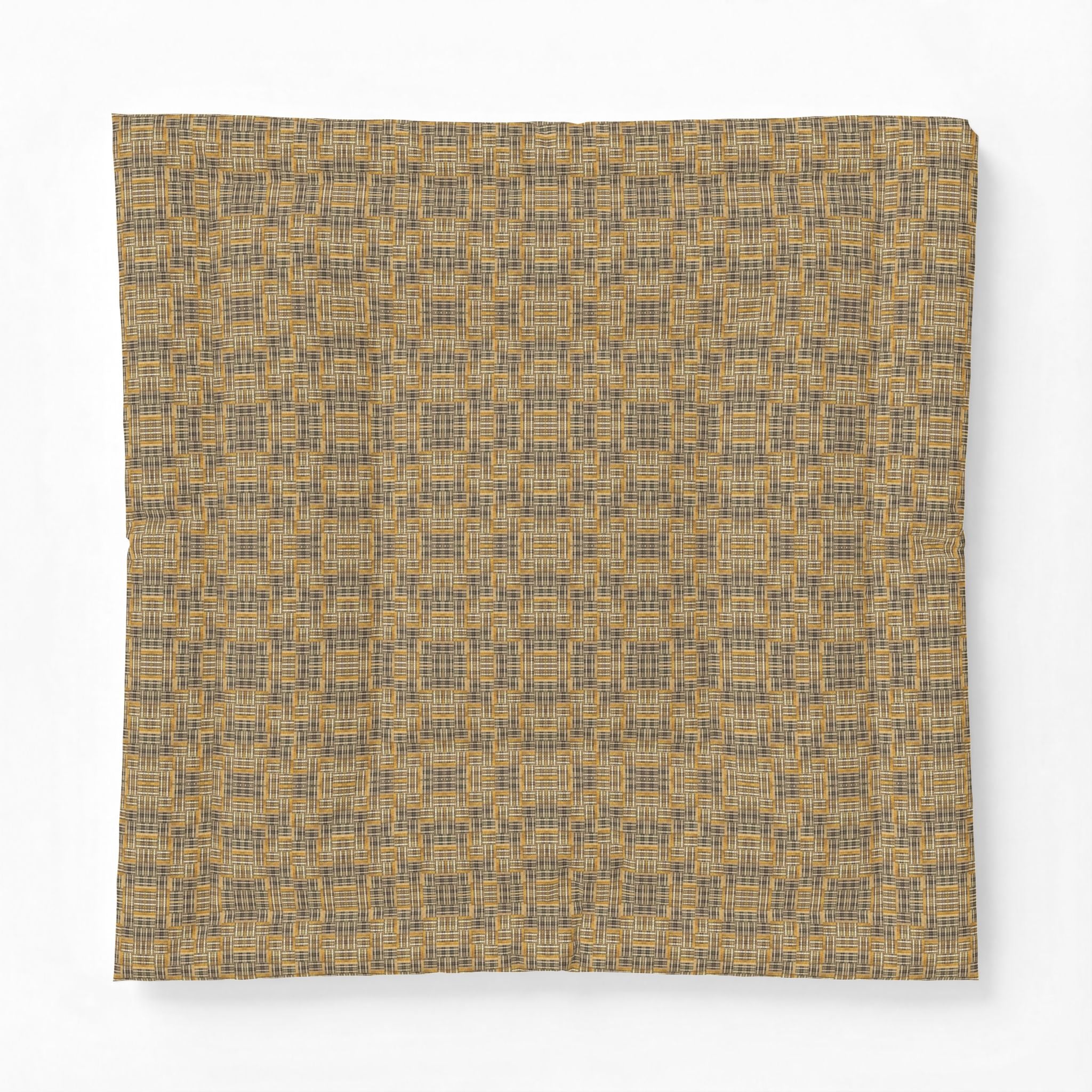 "All Things Fall Apart" Woven Plaid Cotton Comforter — Rustic Yellow-Brown Bedspread
