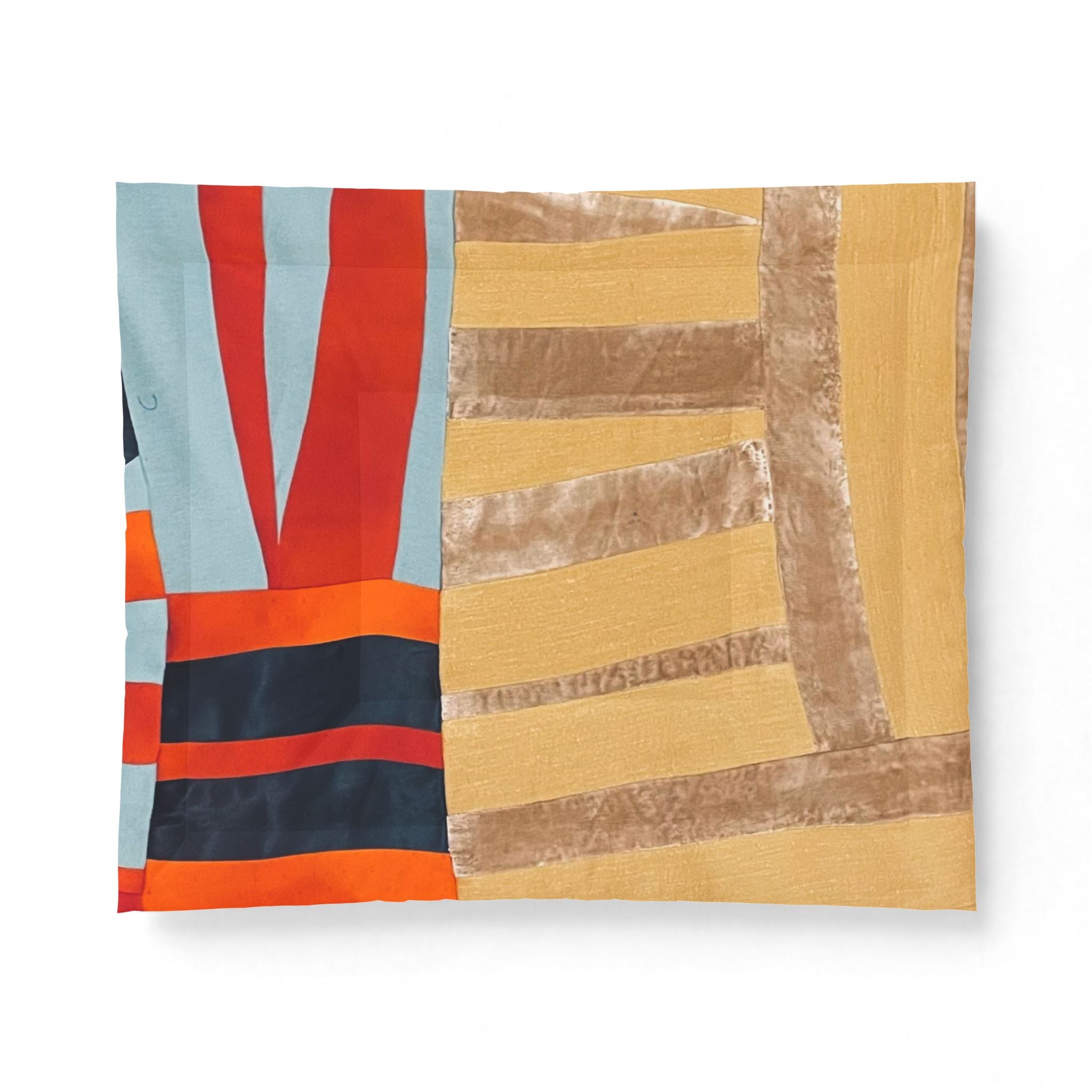 "Hannah and Samuel" Abstract Colorblock Cotton Comforter – Warm Geometric Bedspread