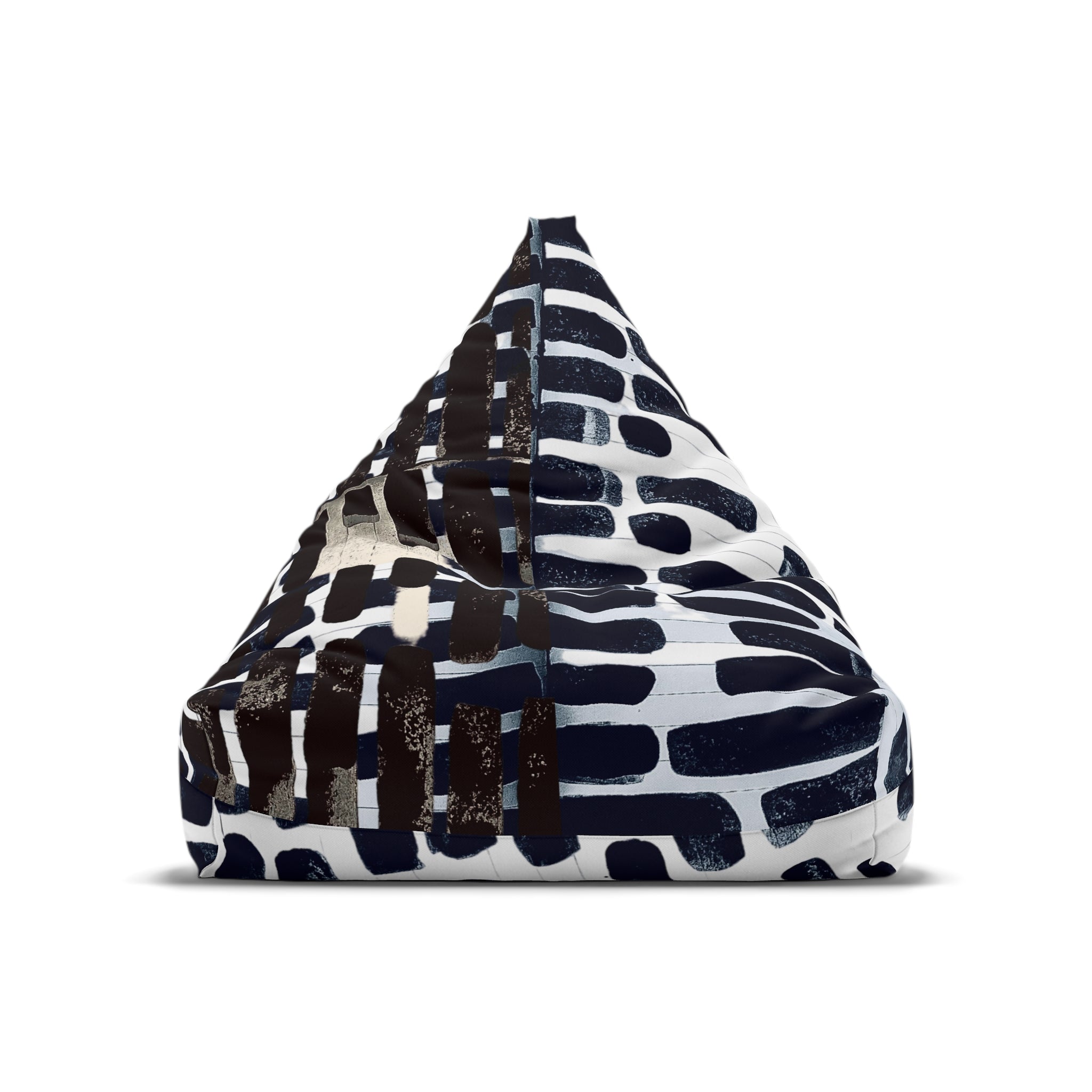 "Only My Notebook Knows How I Feel, My Heart Is On Every Page" Abstract Ink Brush Pattern Bean Bag Cover — Modern Black & White Living Room Accent