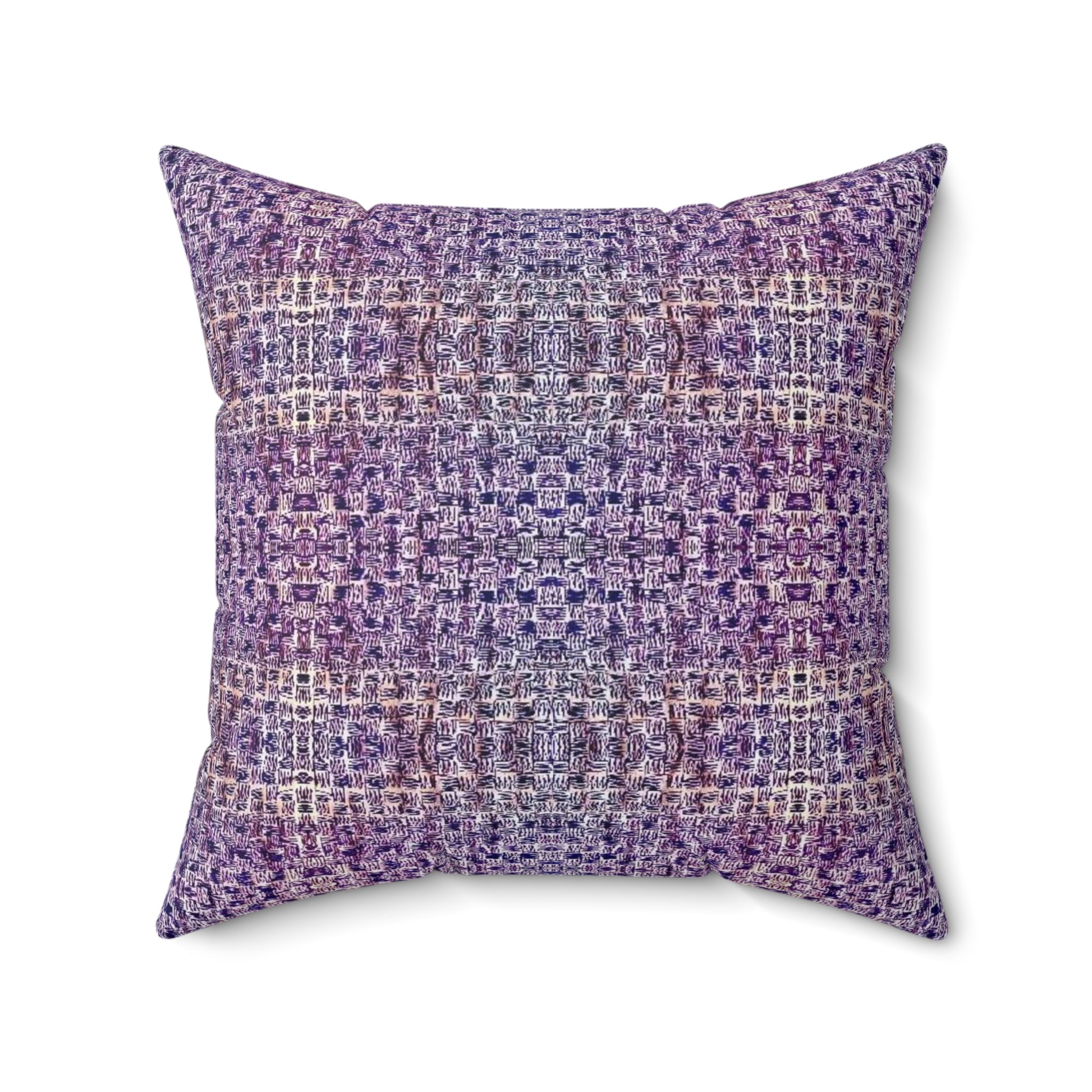 "Pauline, My Love" Purple and Blue Mosaic Decorative Pillow - Boho Geometric Accent Cushion