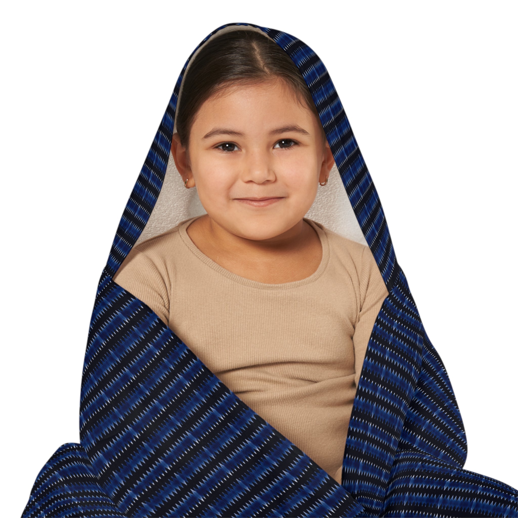 "Mississippi Midnight: Lovely Banjo Blues" Black and Navy Blue Plaid Youth Hooded Towel — Kids Swim & Beach Wrap