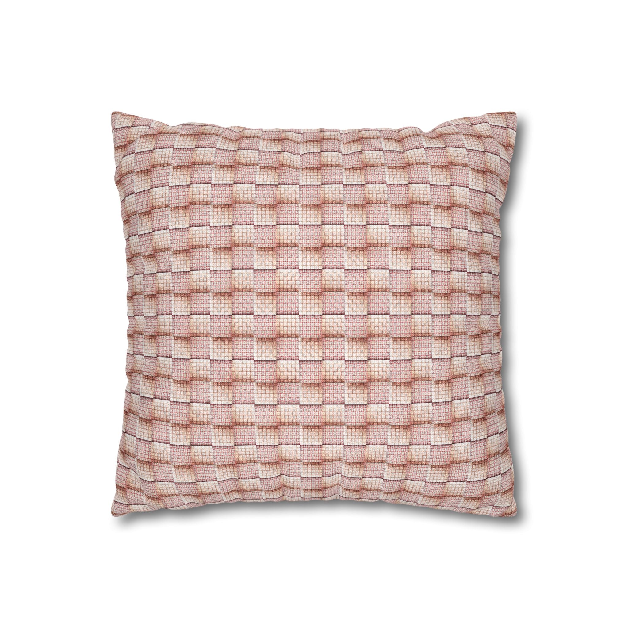 "Grandma Rose" Woven Blush Pink Decorative Pillowcase — Pink Textured Square Cushion Cover