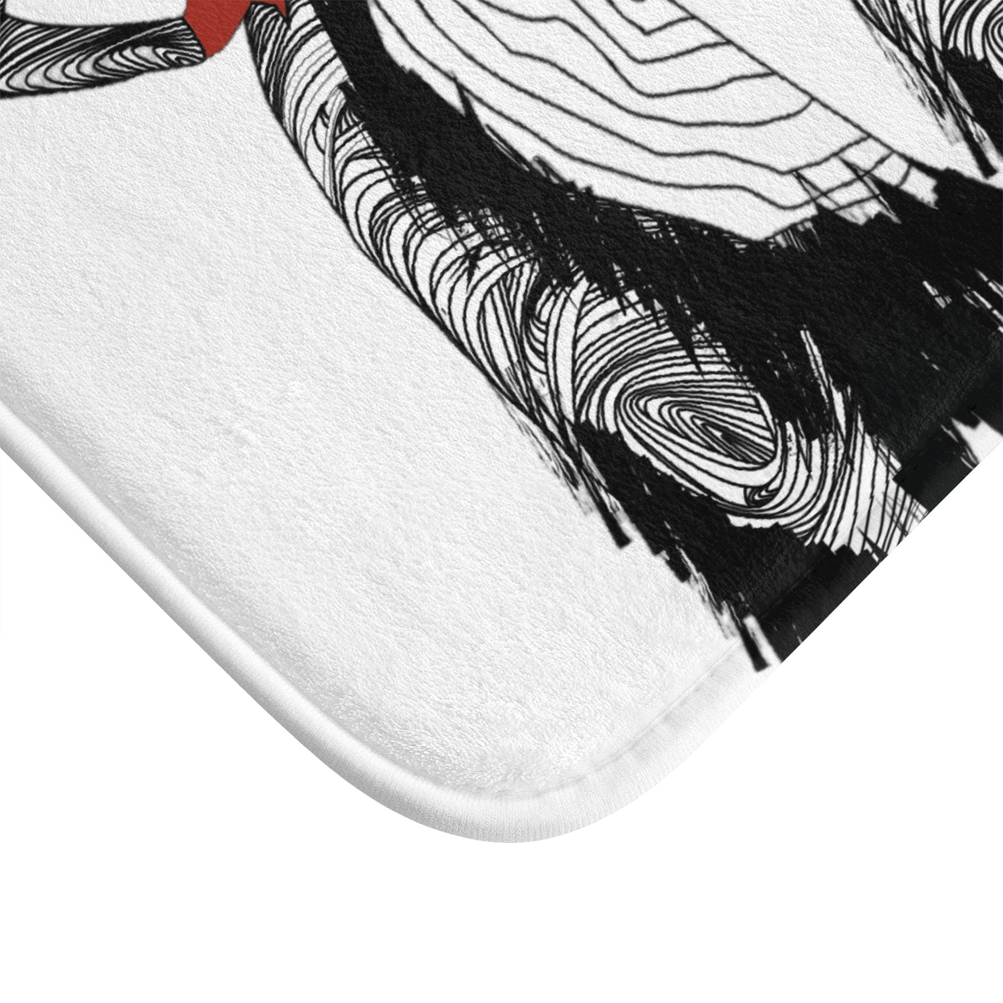 "Fierce Honey" Art Deco Fashion Bath Mat — Triple Silhouette Black & White Statement