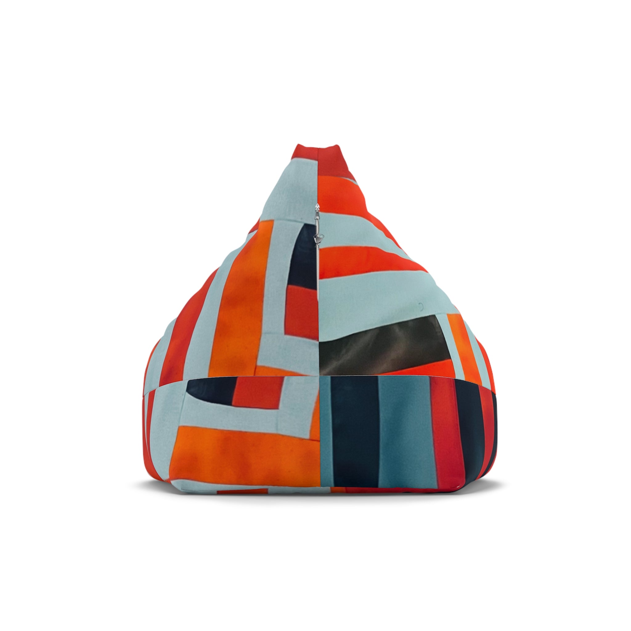 Abstract Stripe Bean Bag Cover — Bold Retro Orange & Teal Pattern