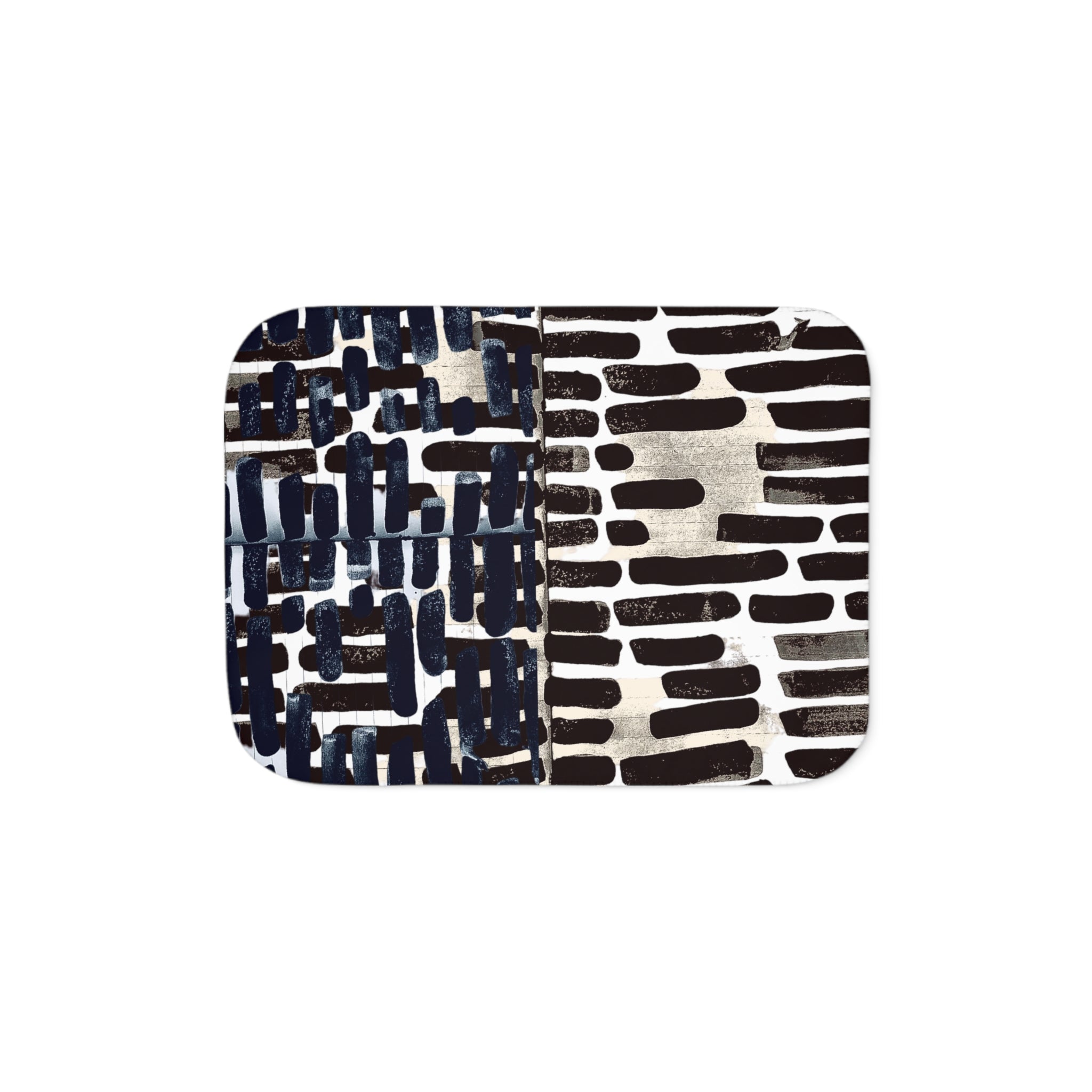 "Only My Notebook Knows How I Feel, My Heart Is On Every Page" Abstract Brushstroke Sherpa Blanket — Reversible Neutral Navy & Cream Cozy Throw