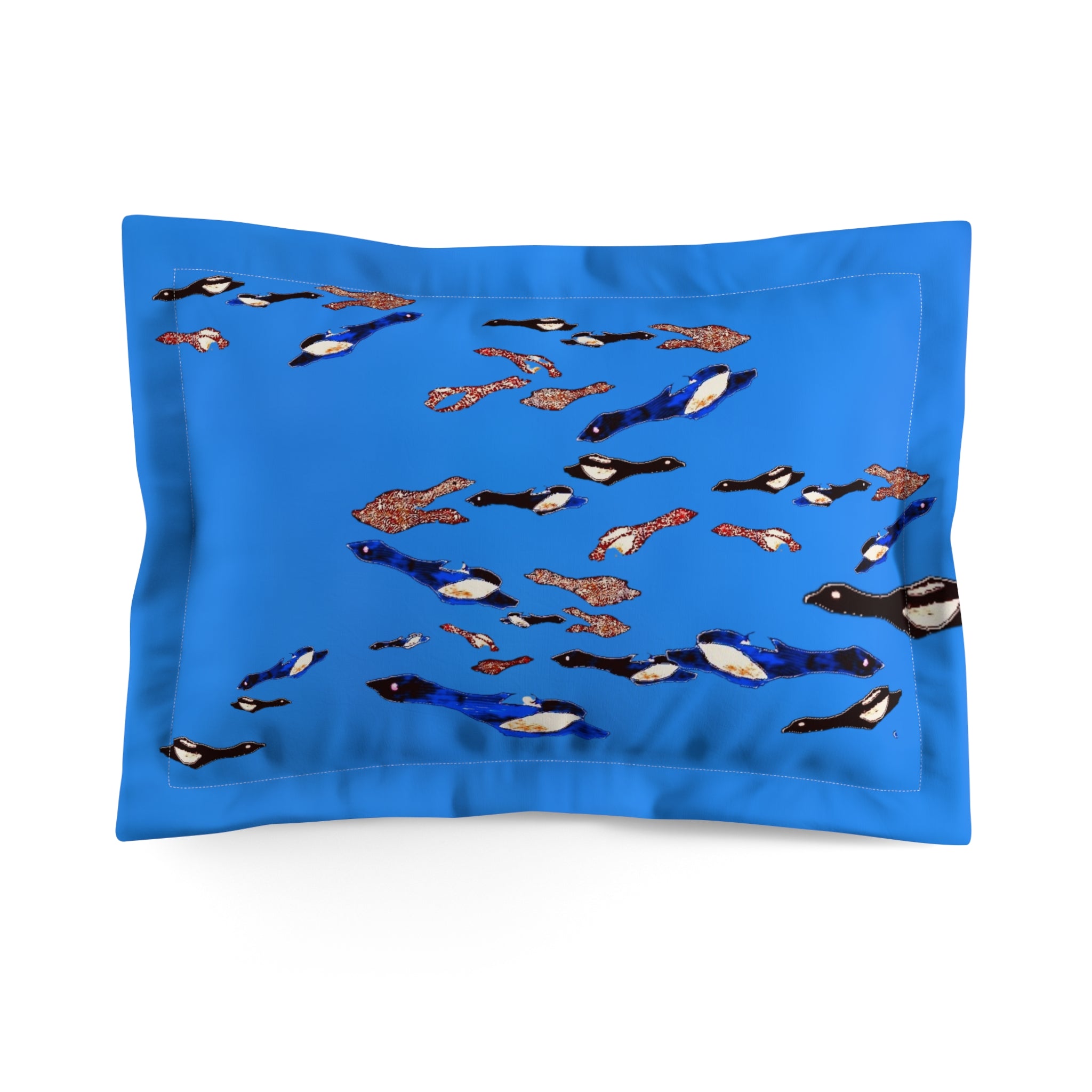 "Fly Me to the Moon" Pillow Sham — Blue Birdies Pattern Microfiber Decorative Pillowcase