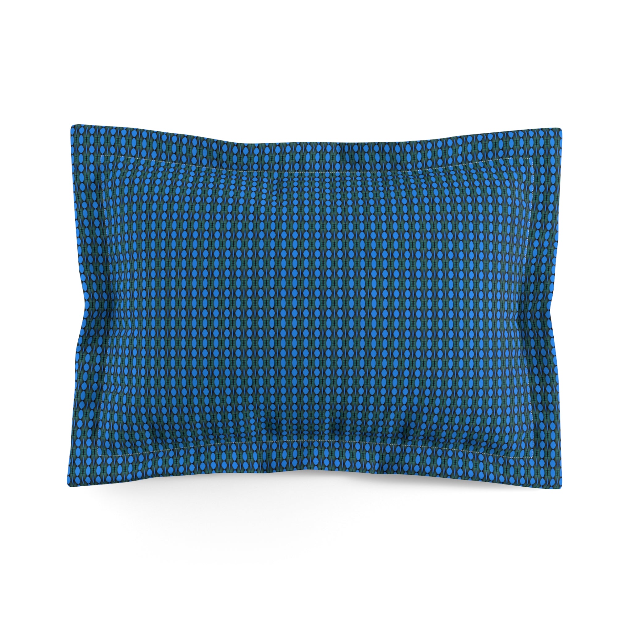 "Where Do We Come From? What Are We? Where Are We Going?" Blue and Deep Green Geometric Dot Microfiber Pillow Sham — Modern Decorative Accent for Bedroom or Guest Room